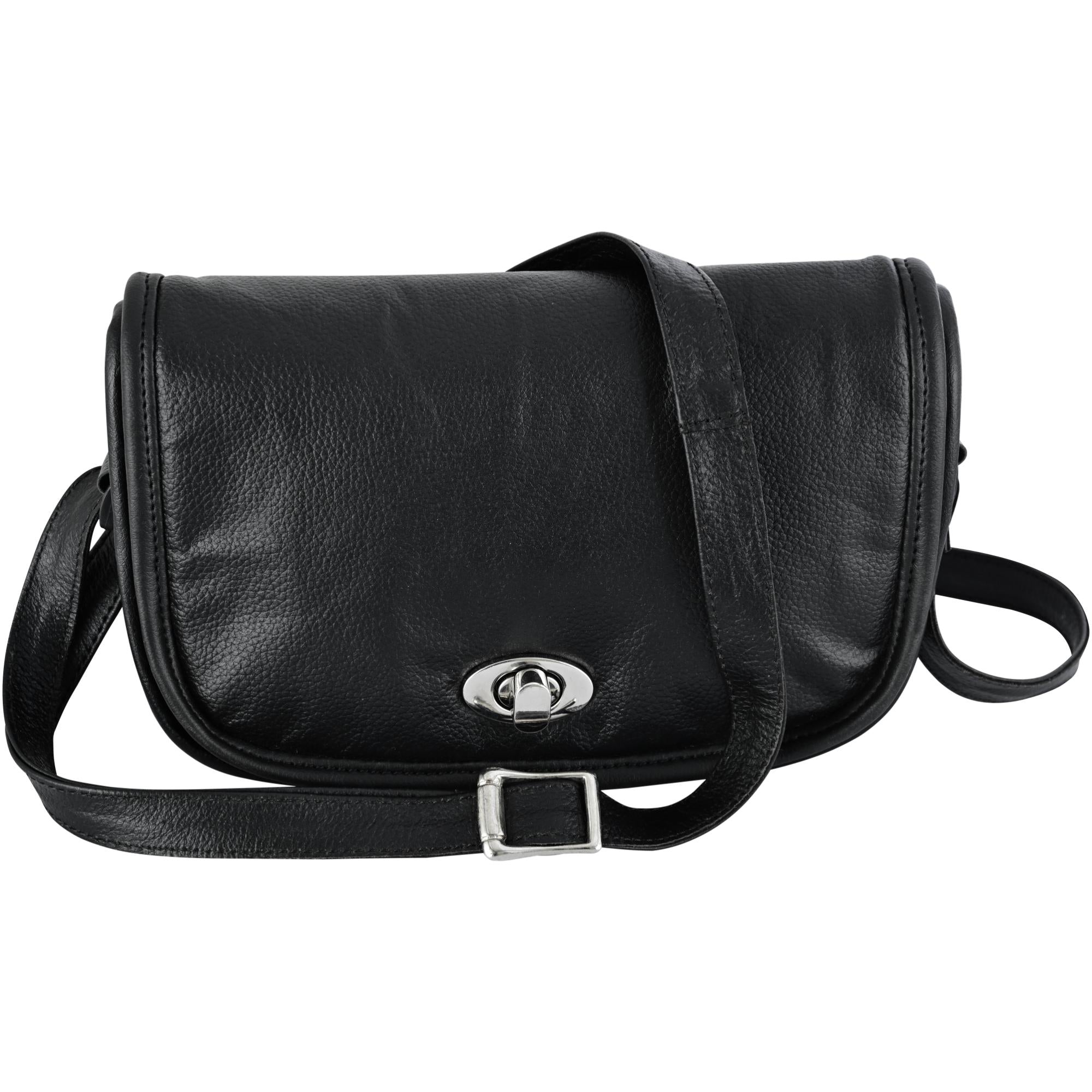 RC8500 Women's Black Construction Leather Purse/Shoulder Bag