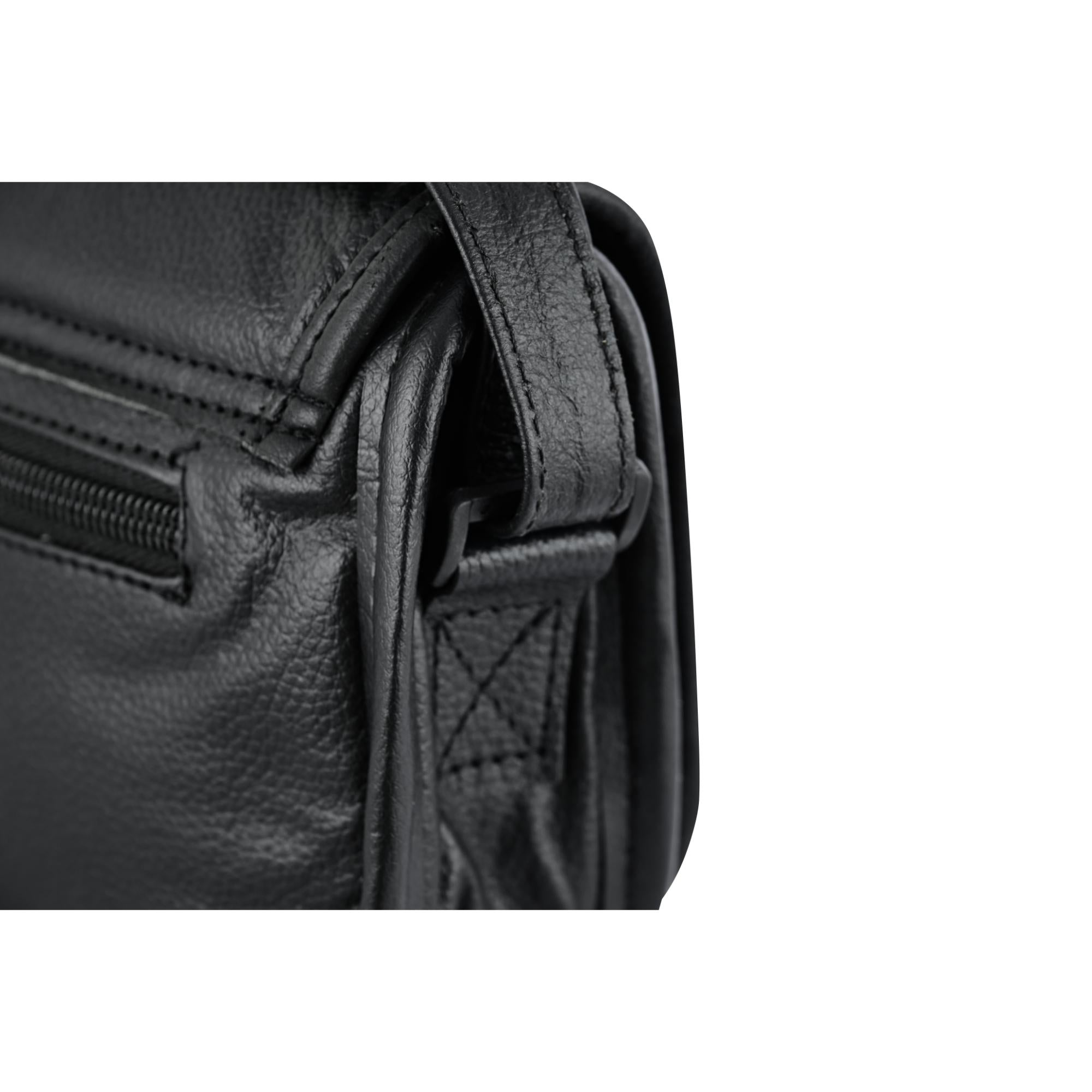 RC8500 Women's Black Construction Leather Purse/Shoulder Bag