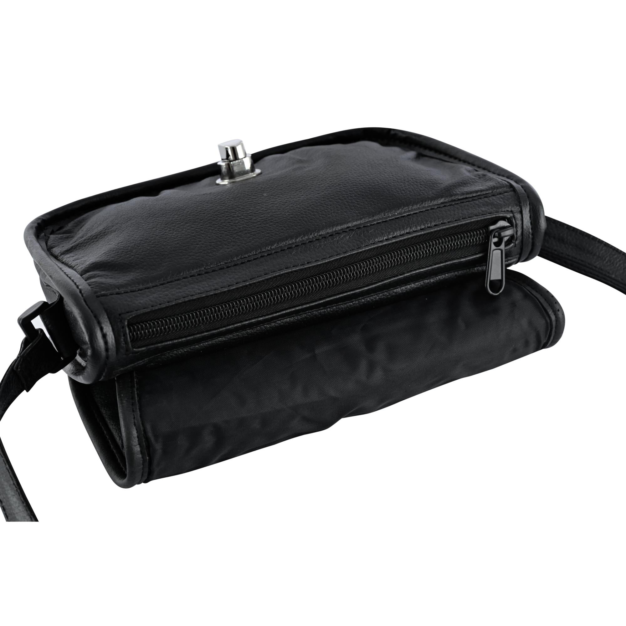 RC8500 Women's Black Construction Leather Purse/Shoulder Bag