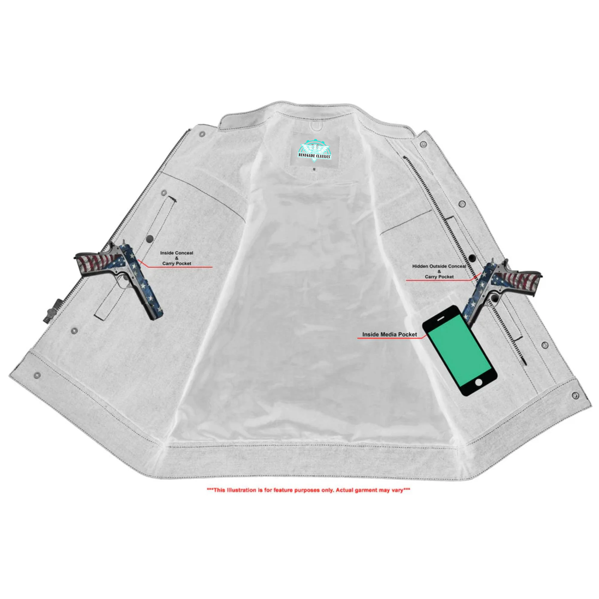 RC181A Concealed Snap Closure, Milled Cowhide, Without Collar & Hidde