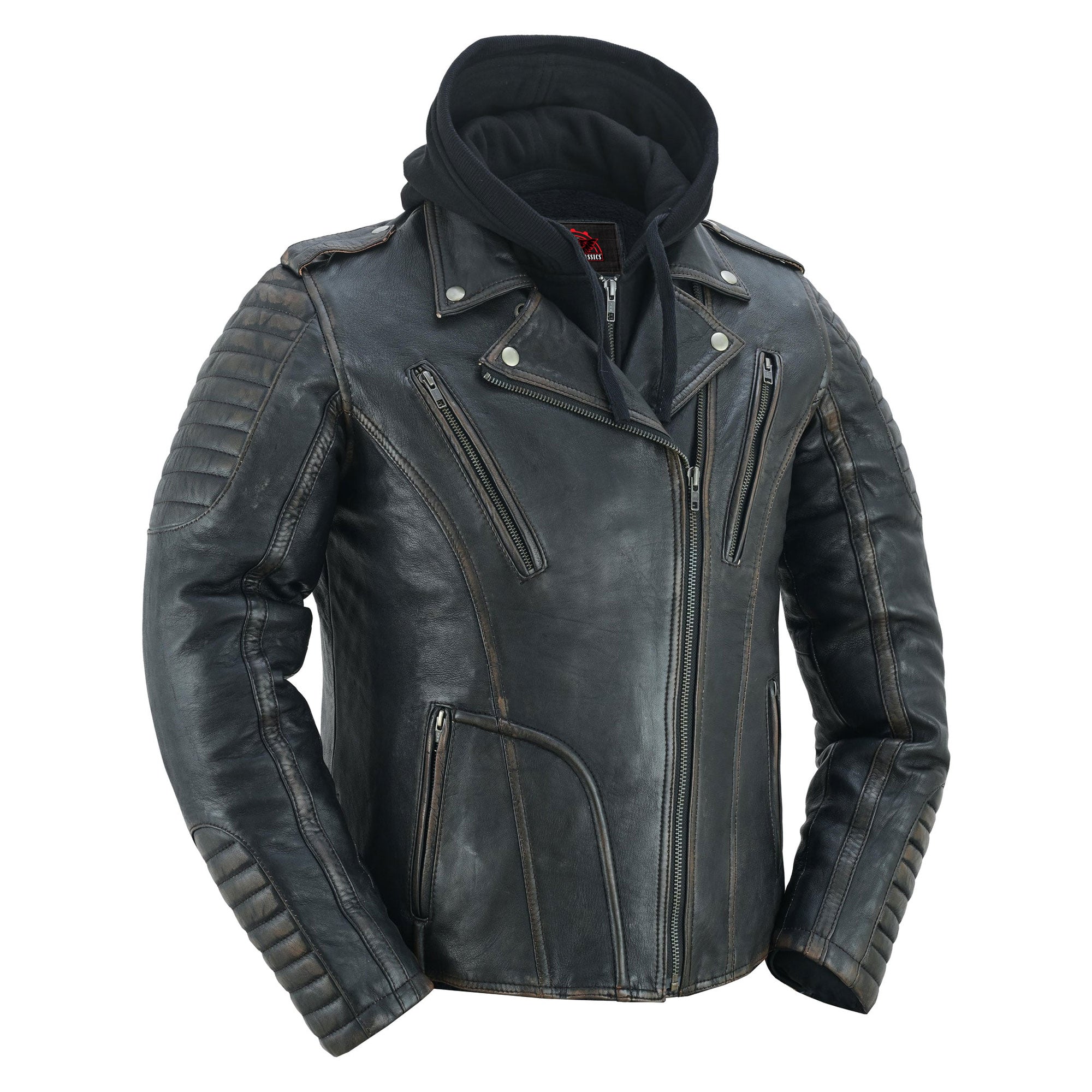 RC878 Women's Lightweight Drum Dyed Distressed Naked Lambskin M/C Jac