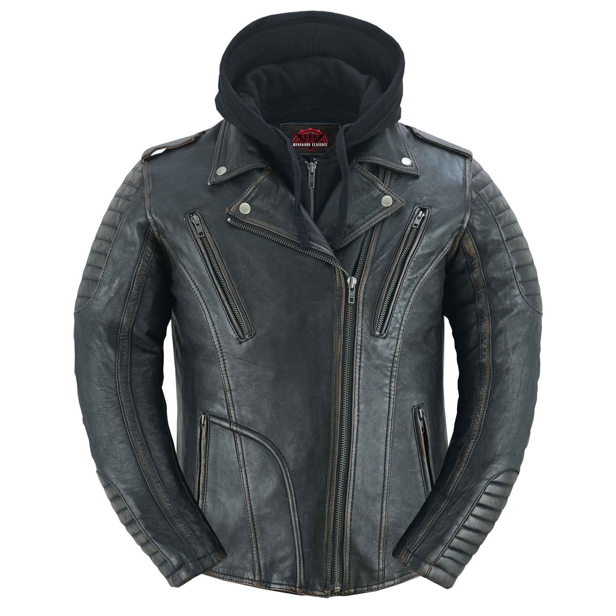 RC878 Women's Lightweight Drum Dyed Distressed Naked Lambskin M/C Jac