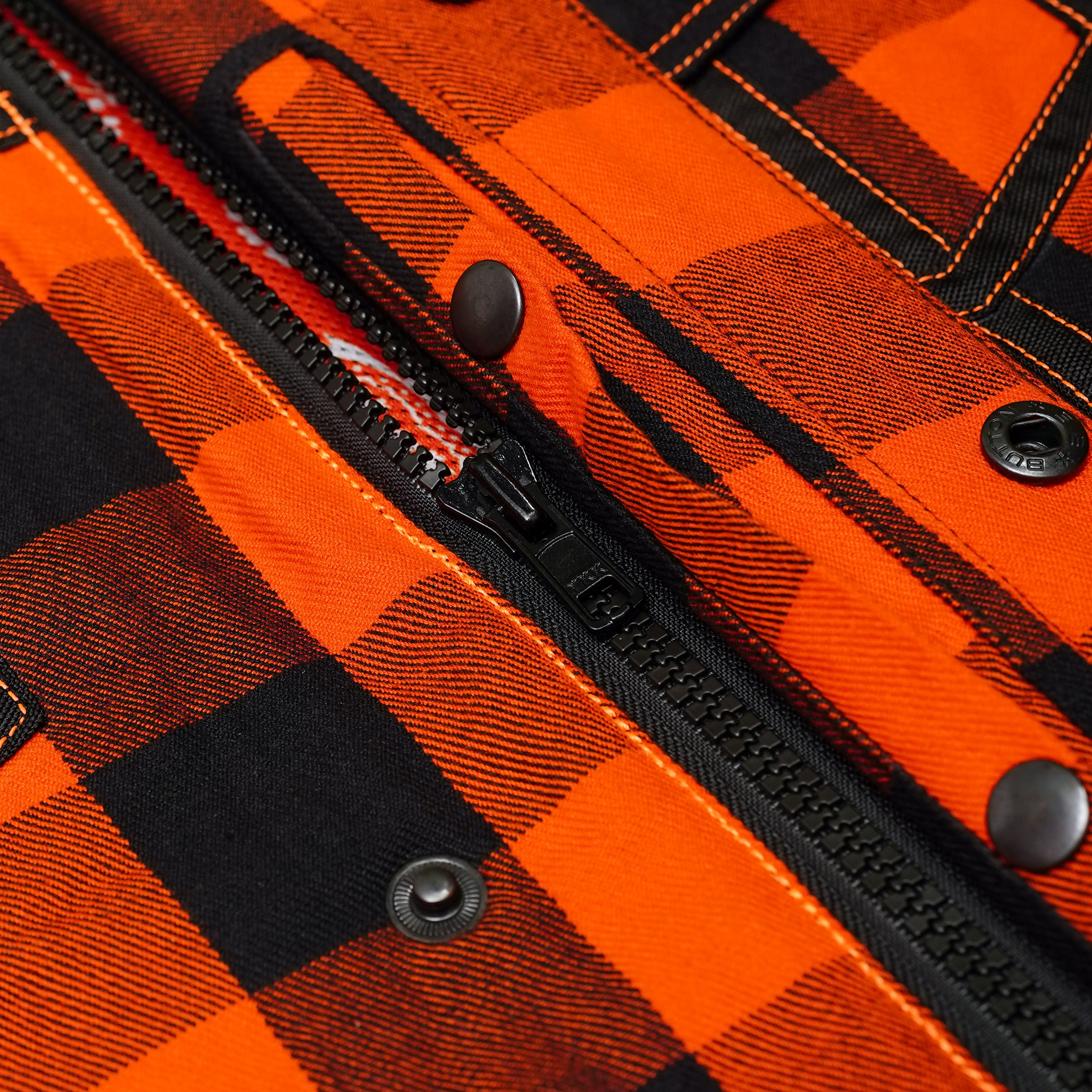 Fire Storm Black and Orange Flannel Textile Vest