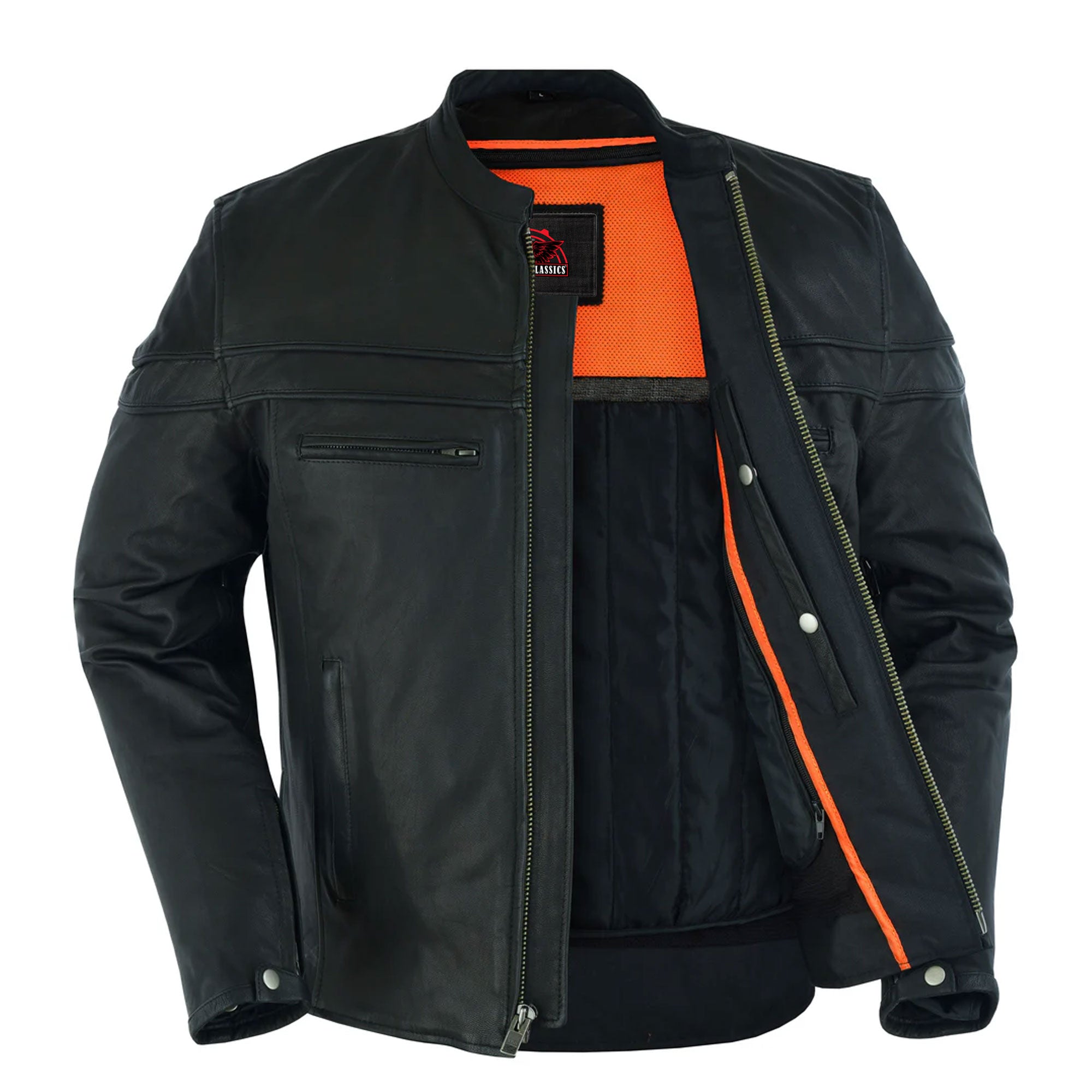 RC768 Men's Sporty Lightweight Leather Cross Over Jacket