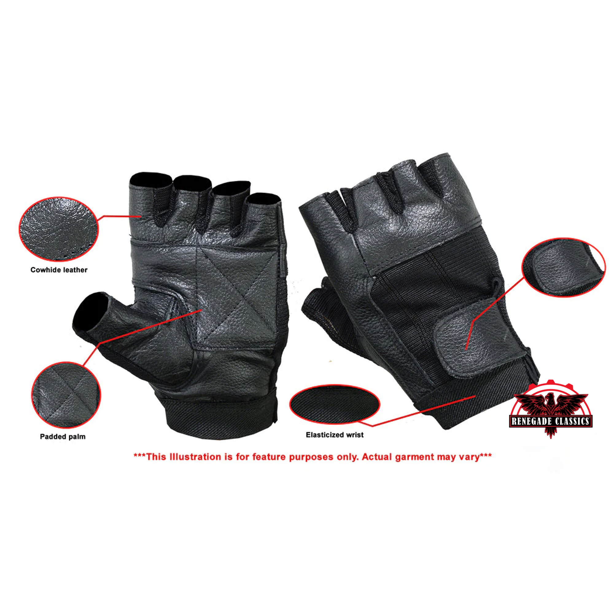 RC12 Leather / Mesh Fingerless Glove