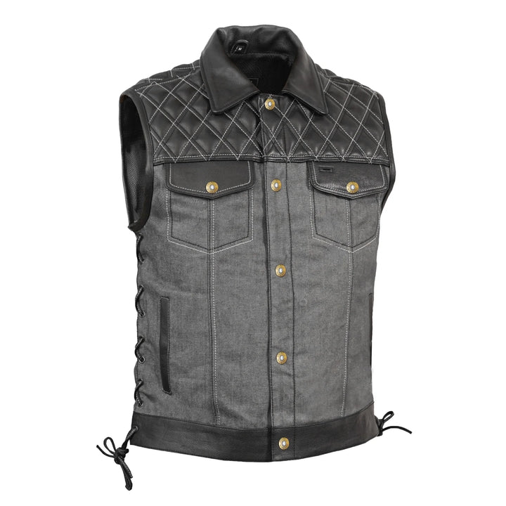 Gray Gunner – Men’s Leather and Denim Vest