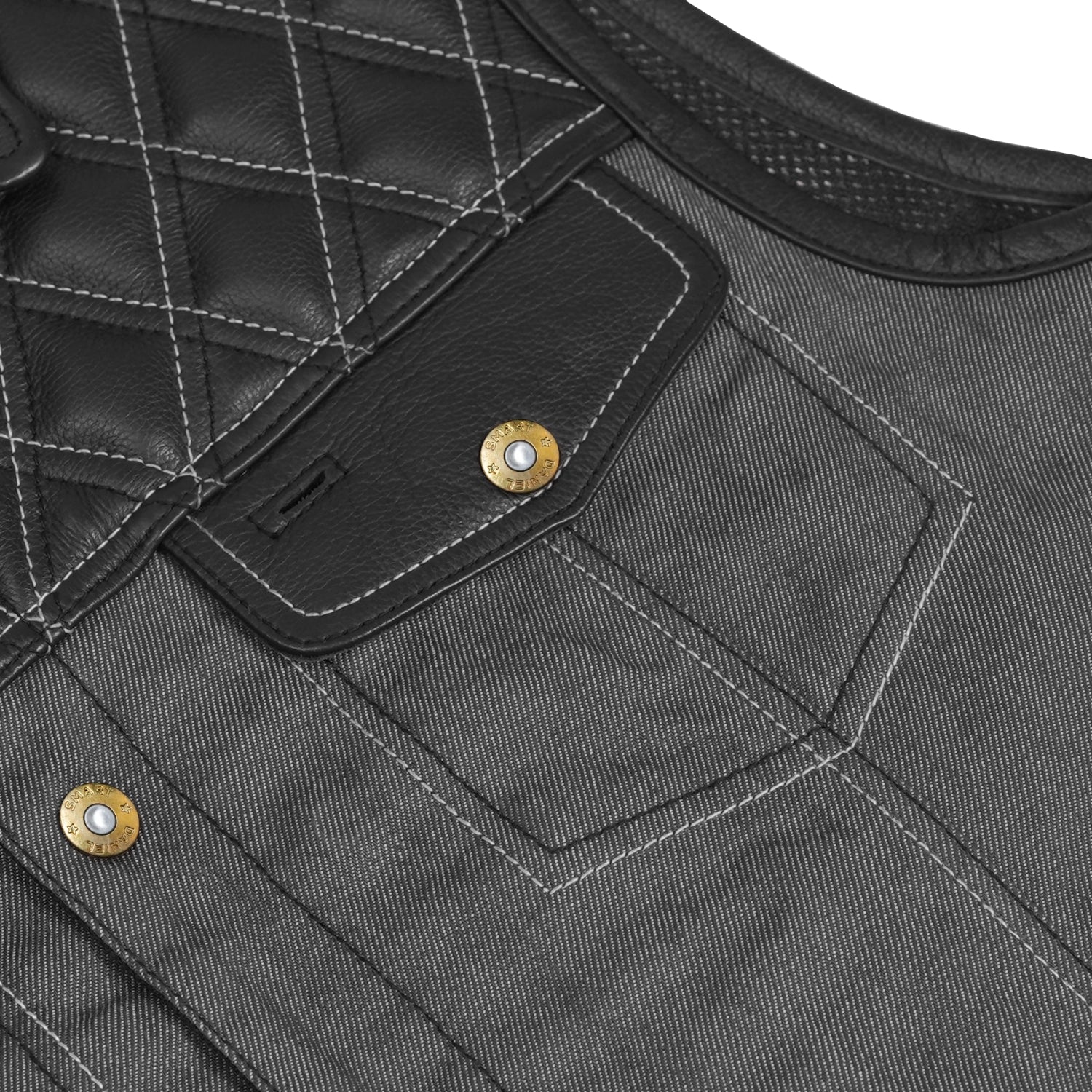 Gray Gunner – Men’s Leather and Denim Vest