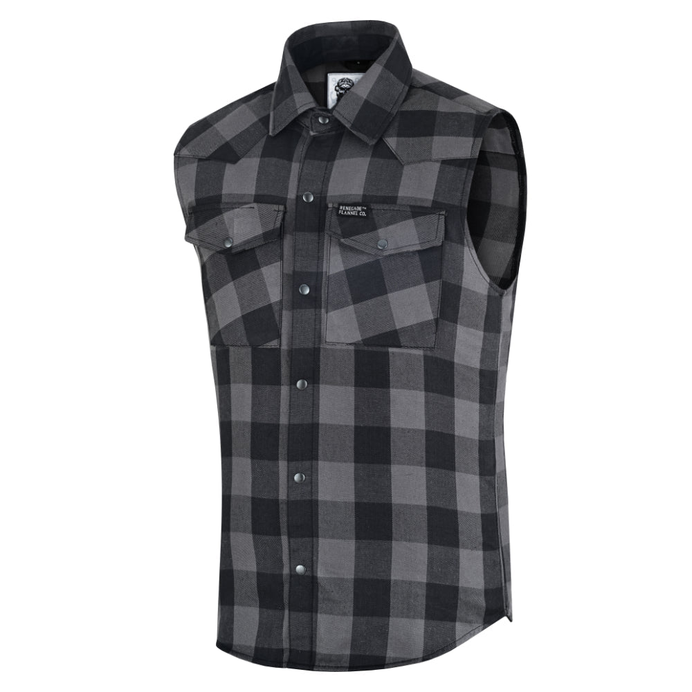 Men’s Gray Black Sleeveless Flannel LVAD Gear Flannel