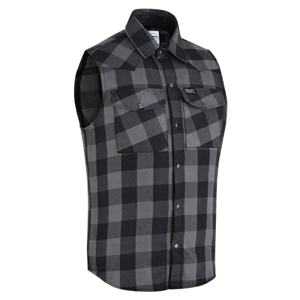 Men’s Gray Black Sleeveless Flannel LVAD Gear Flannel