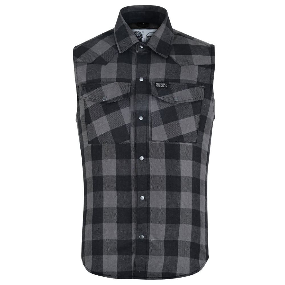 Men’s Gray Black Sleeveless Flannel LVAD Gear Flannel