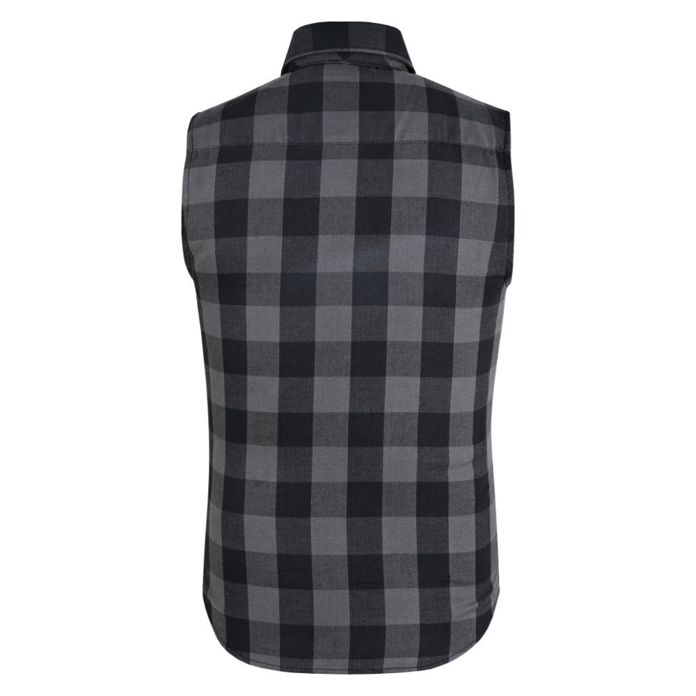 Men’s Gray Black Sleeveless Flannel LVAD Gear Flannel