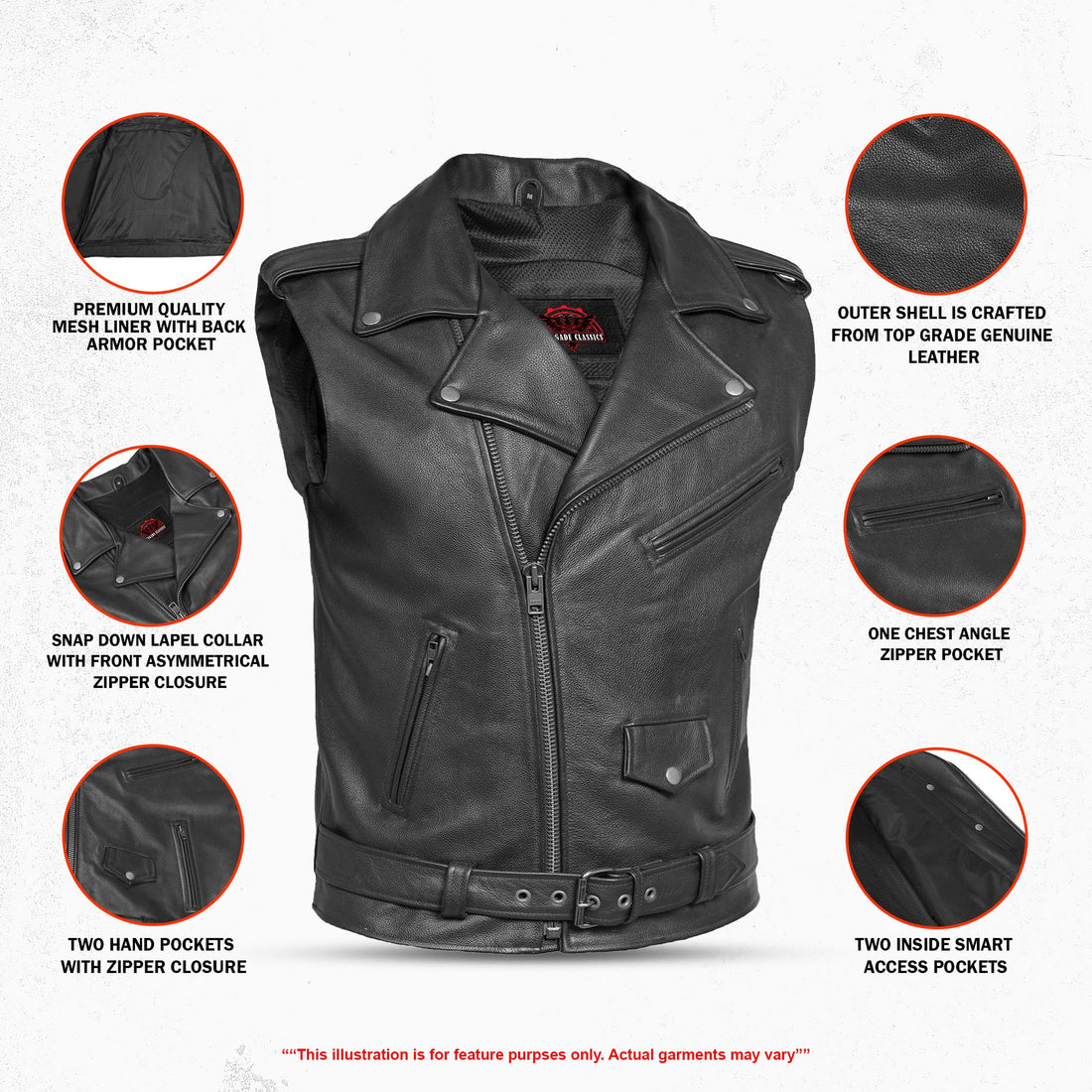 Highway Legend Men’s Motorcycle Leather Vest