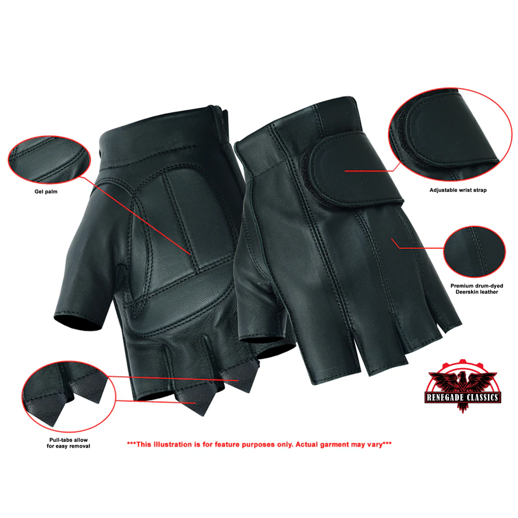 RC96 Men's Tough Deer Skin Fingerless Glove