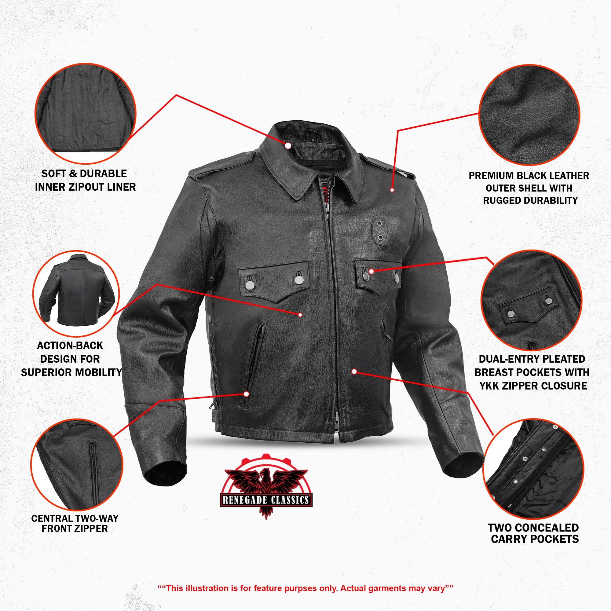Line Hard – Men’s Leather Motorcycle Jacket