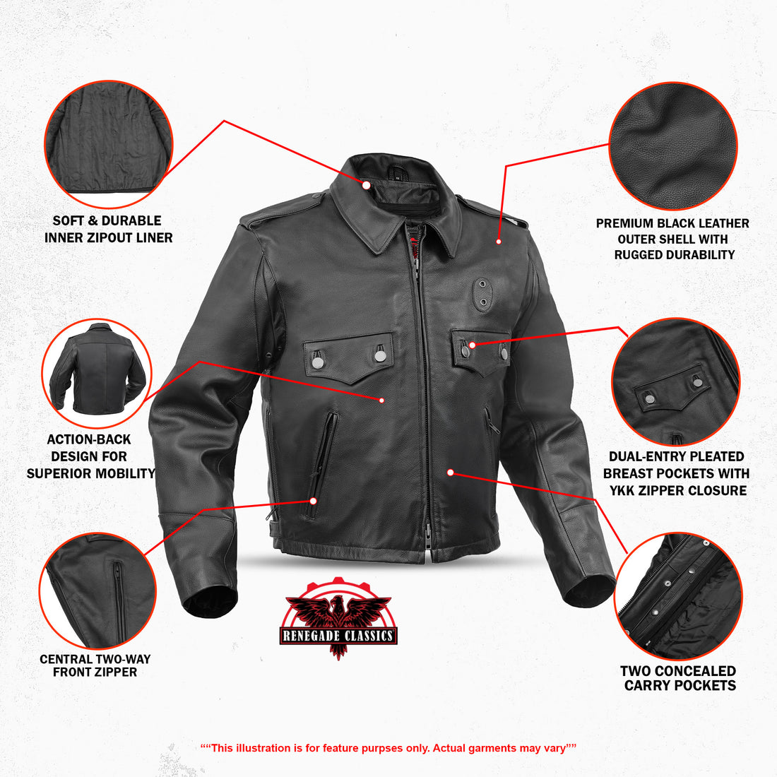 Line Hard – Men’s Leather Motorcycle Jacket