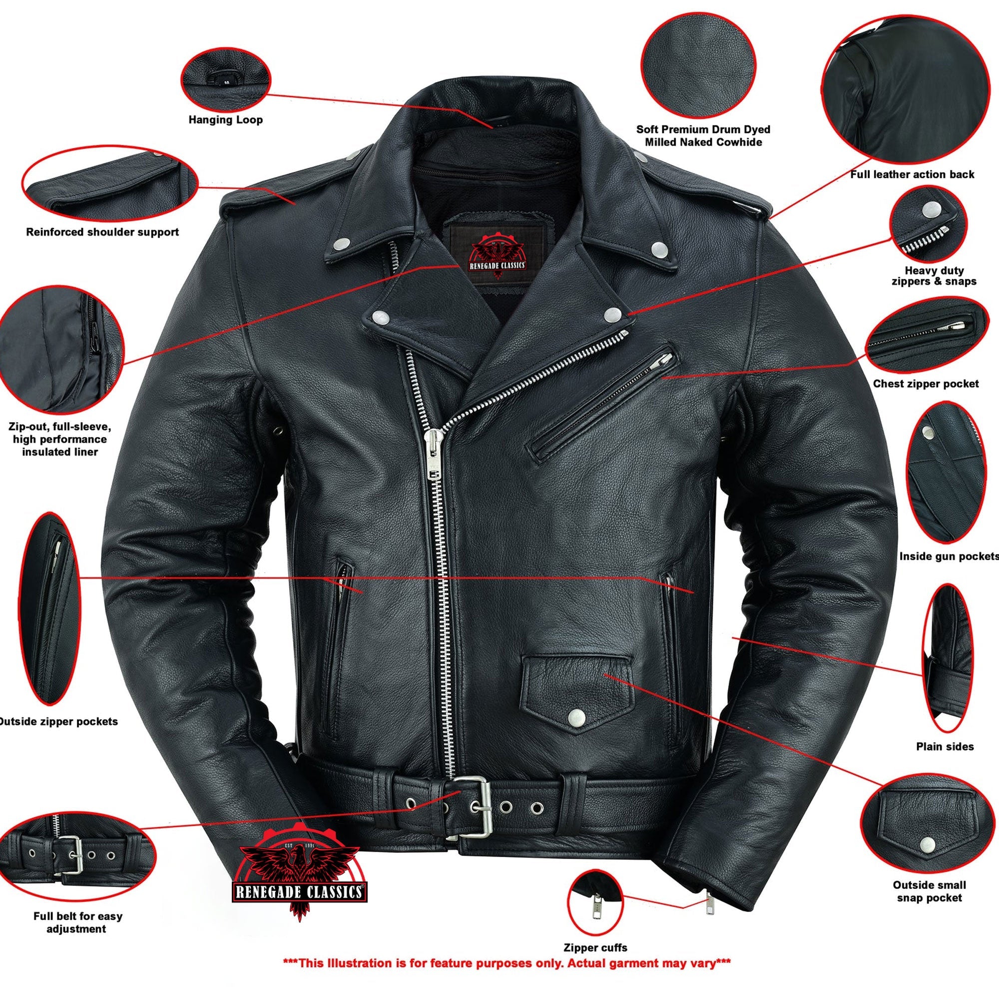 RC732 Men's Premium Classic Plain Side Police Style Jacket
