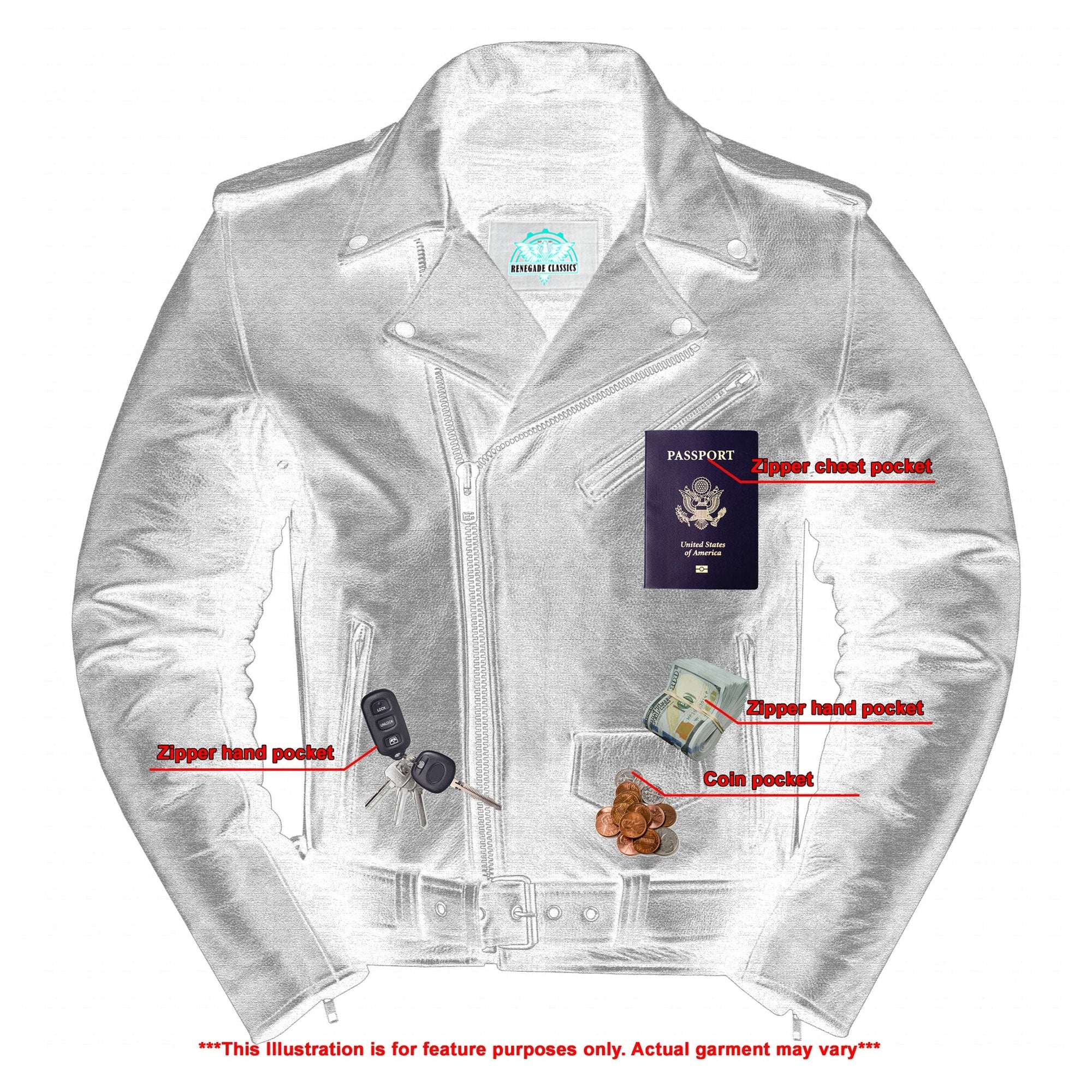 RC732 Men's Premium Classic Plain Side Police Style Jacket