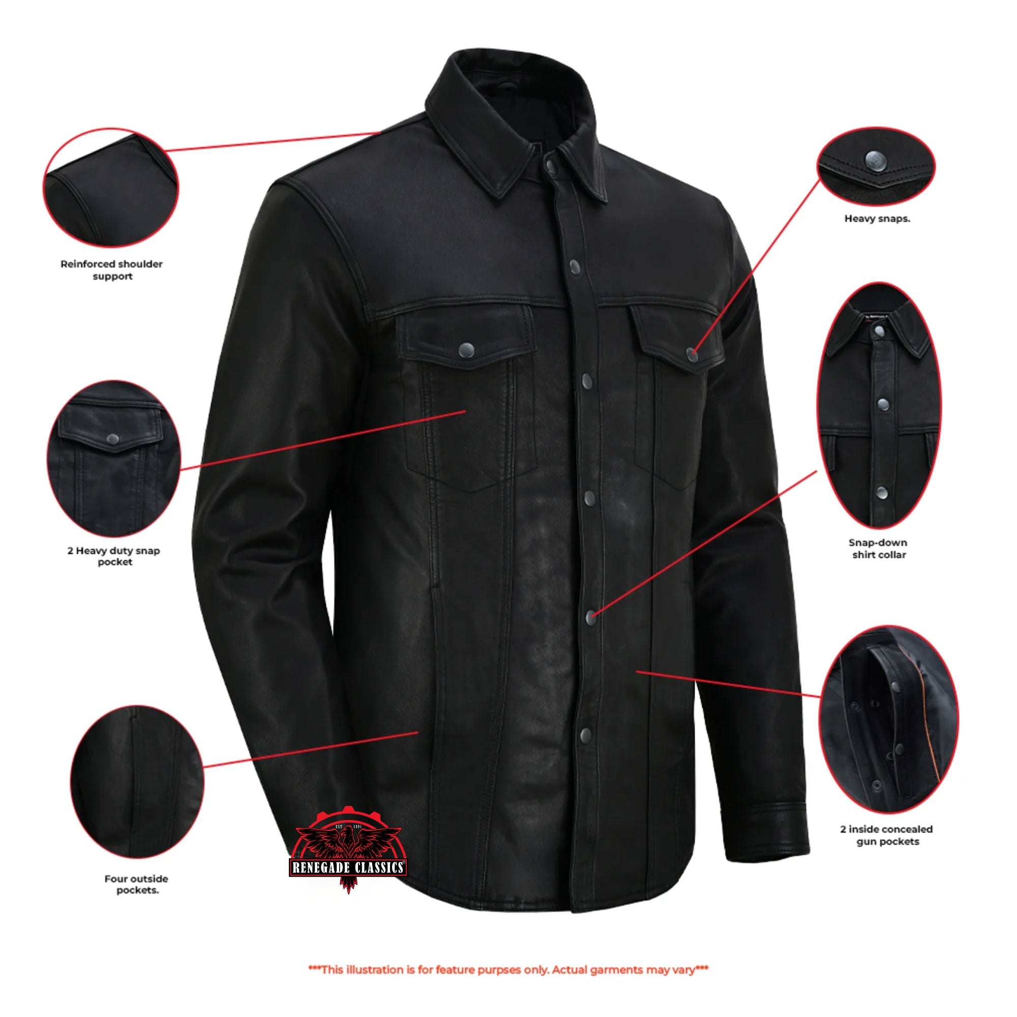 RC770 Men's Premium Lightweight Leather Shirt