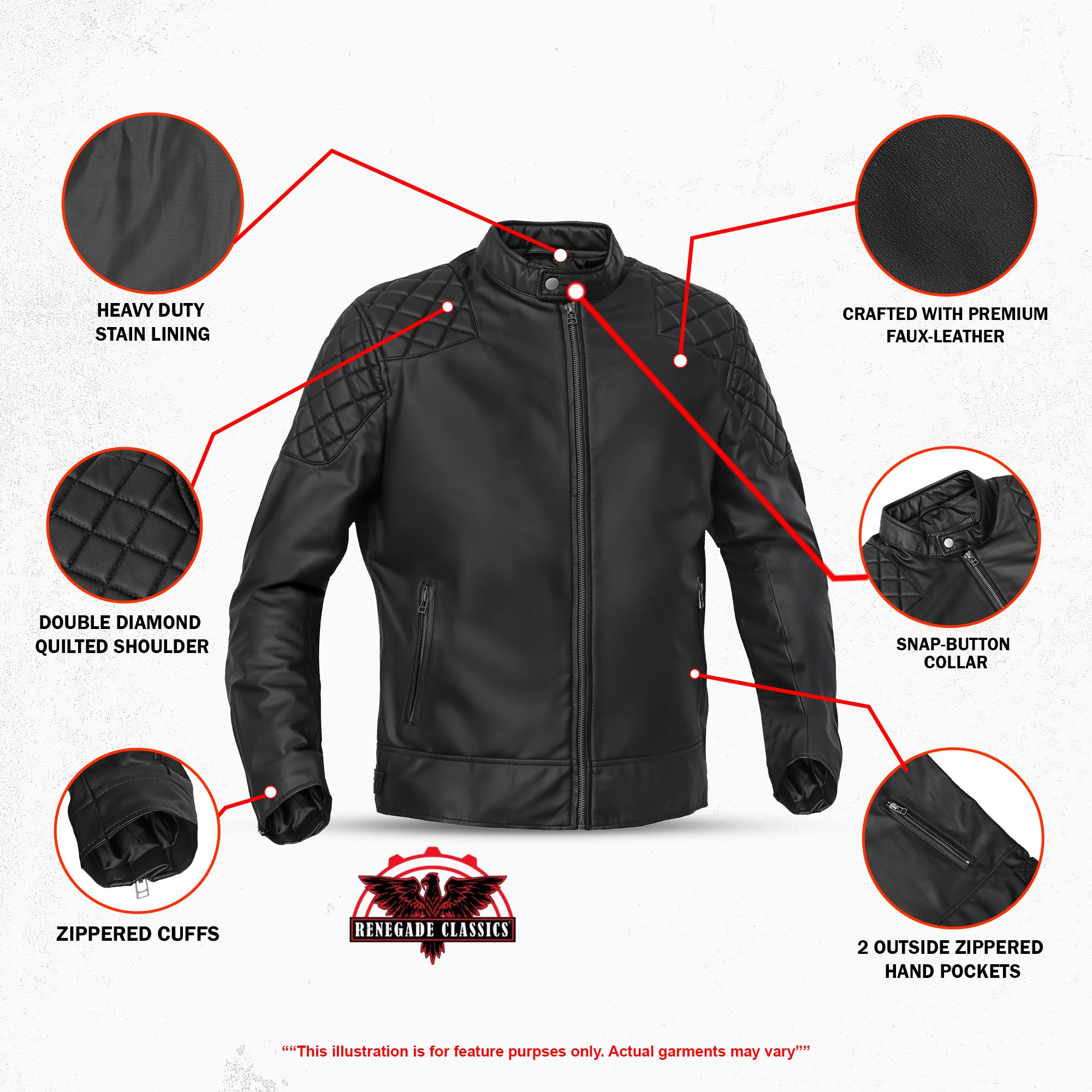 Morvex – Men’s Faux Leather Motorcycle Jacket