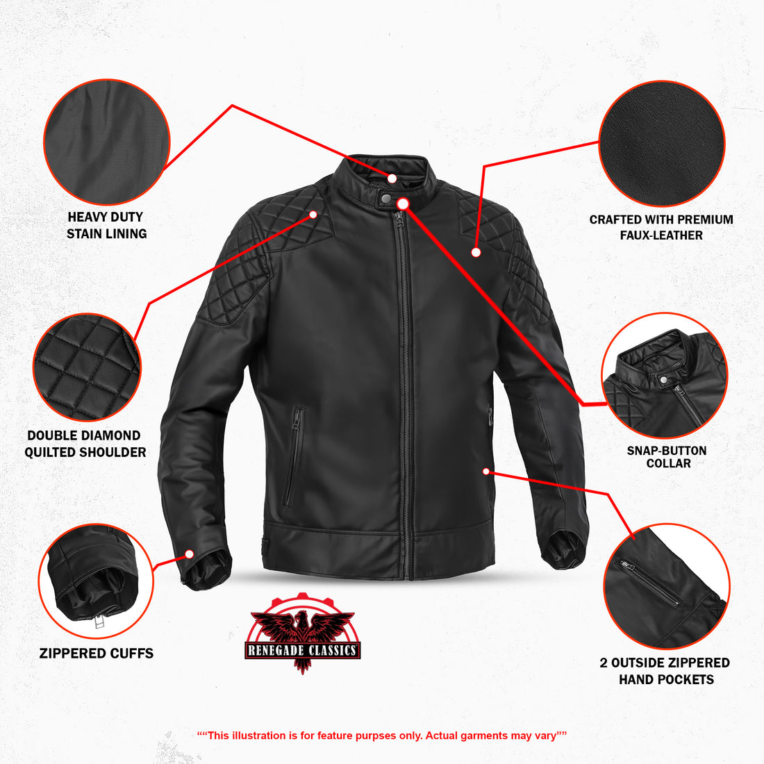 Morvex – Men’s Faux Leather Motorcycle Jacket