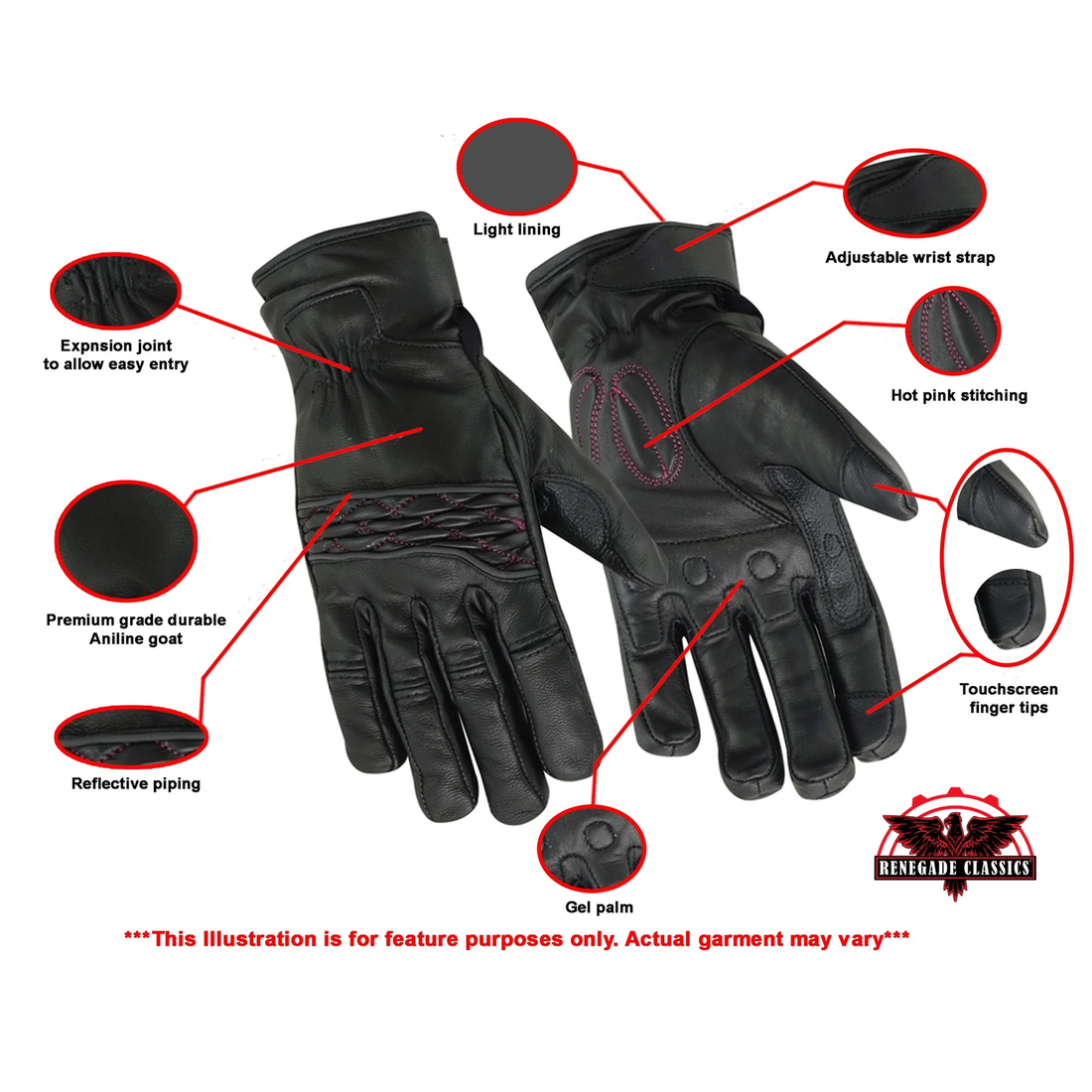 RC81 Women's Cruiser Glove  (Black/Pink)