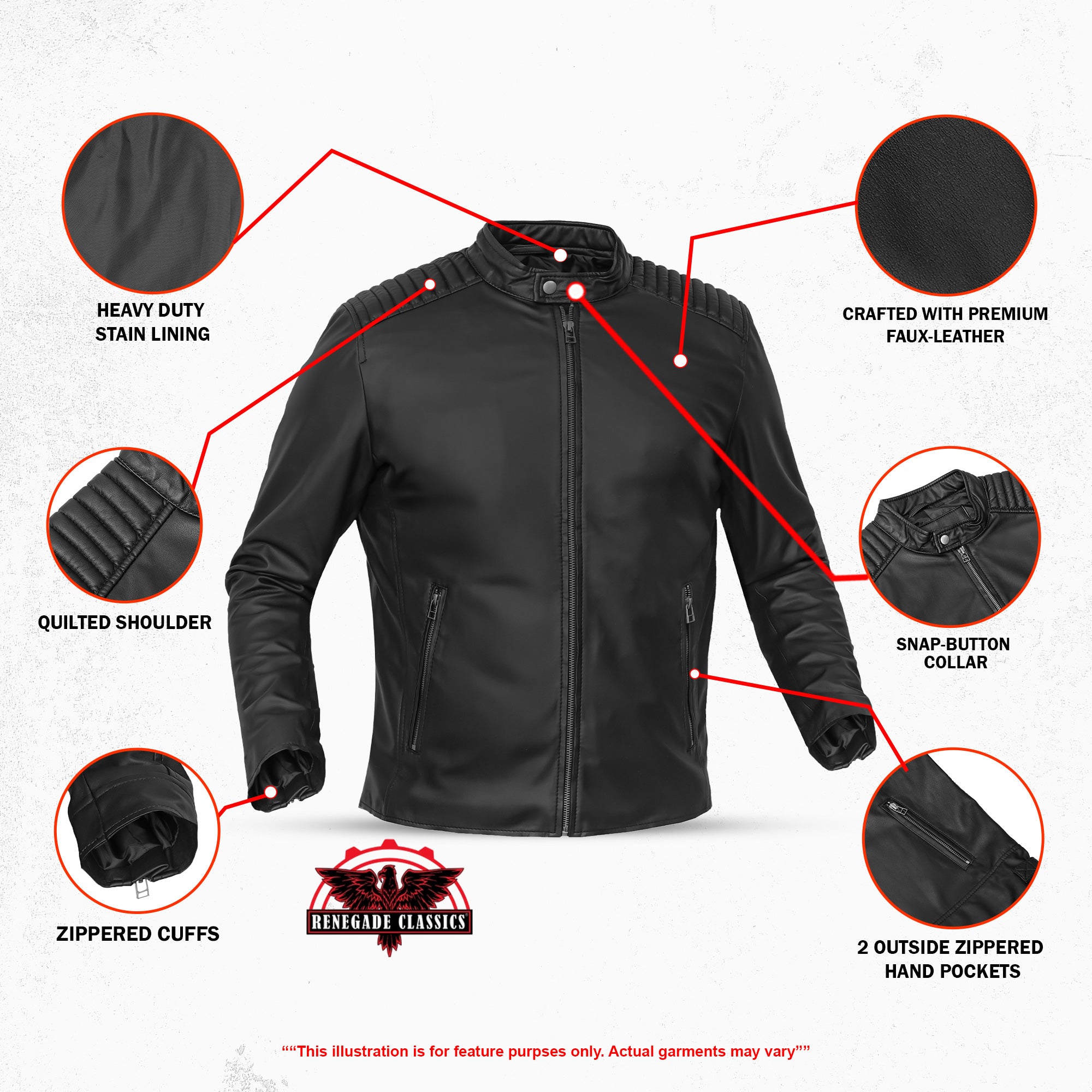 Nyrox – Mens Faux Leather Motorcycle Jacket