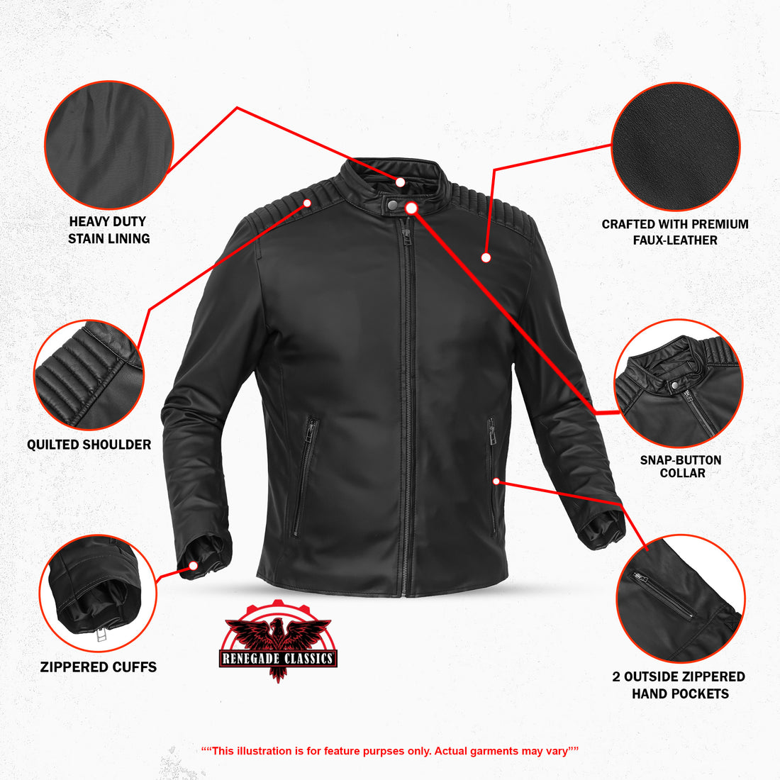 Nyrox – Mens Faux Leather Motorcycle Jacket