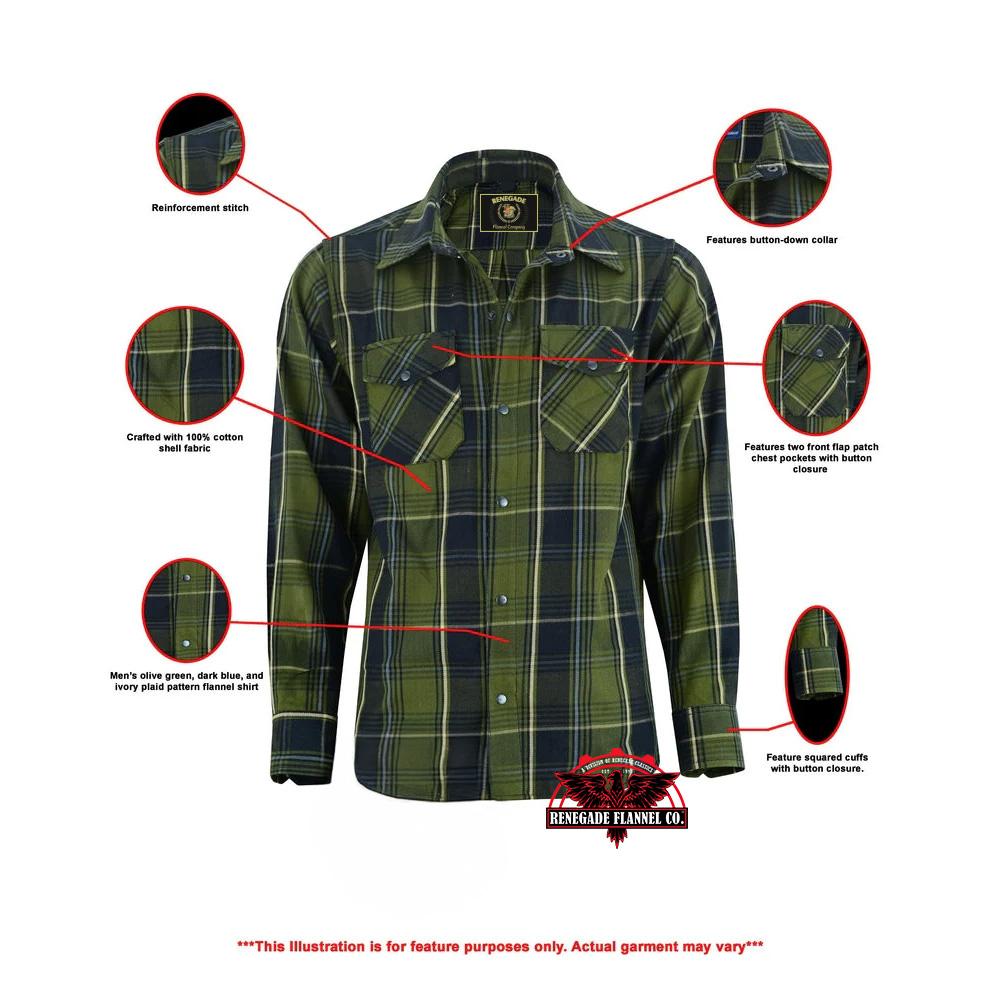 Men's Green Flannel Shirt LVAD Gear Flannel