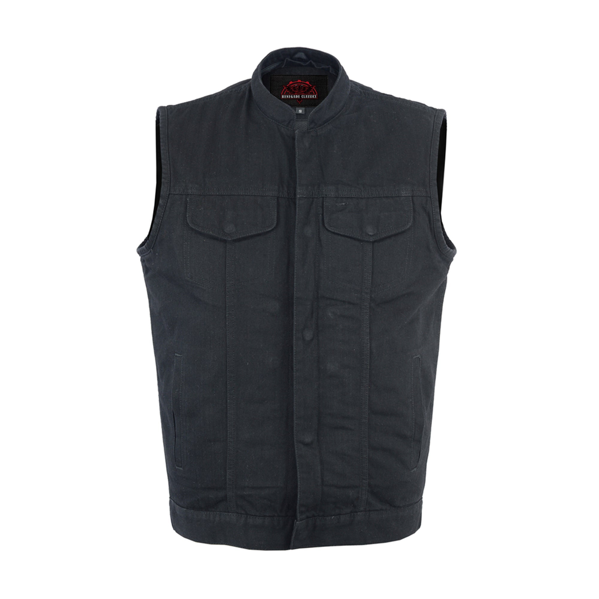 RM982 Men's Black Denim Single Back Panel Concealment Vest w/Rem
