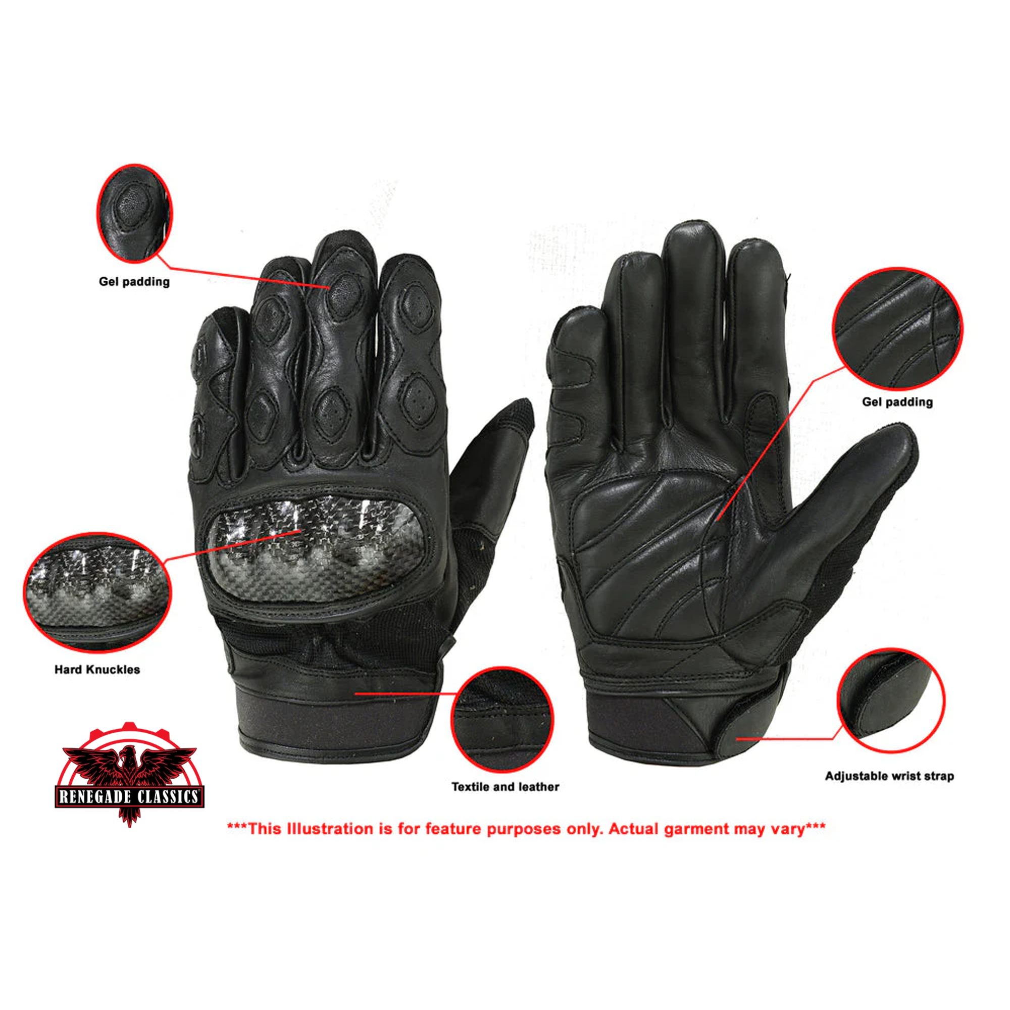 RC55BK Leather/ Textile Sporty Glove