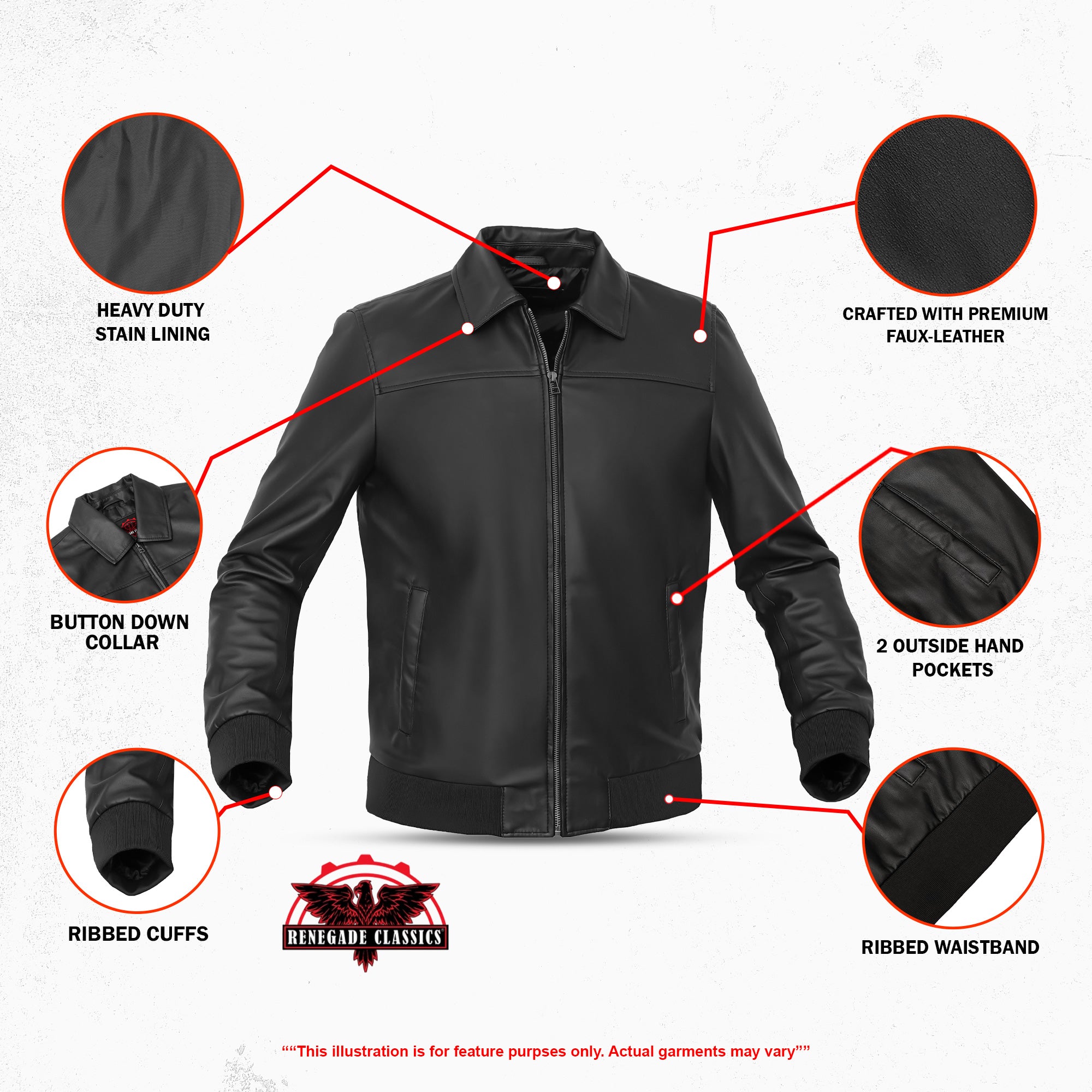 Ravven – Men’s Faux Leather Motorcycle Jacket