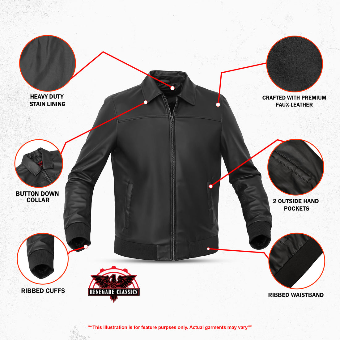 Ravven – Men’s Faux Leather Motorcycle Jacket