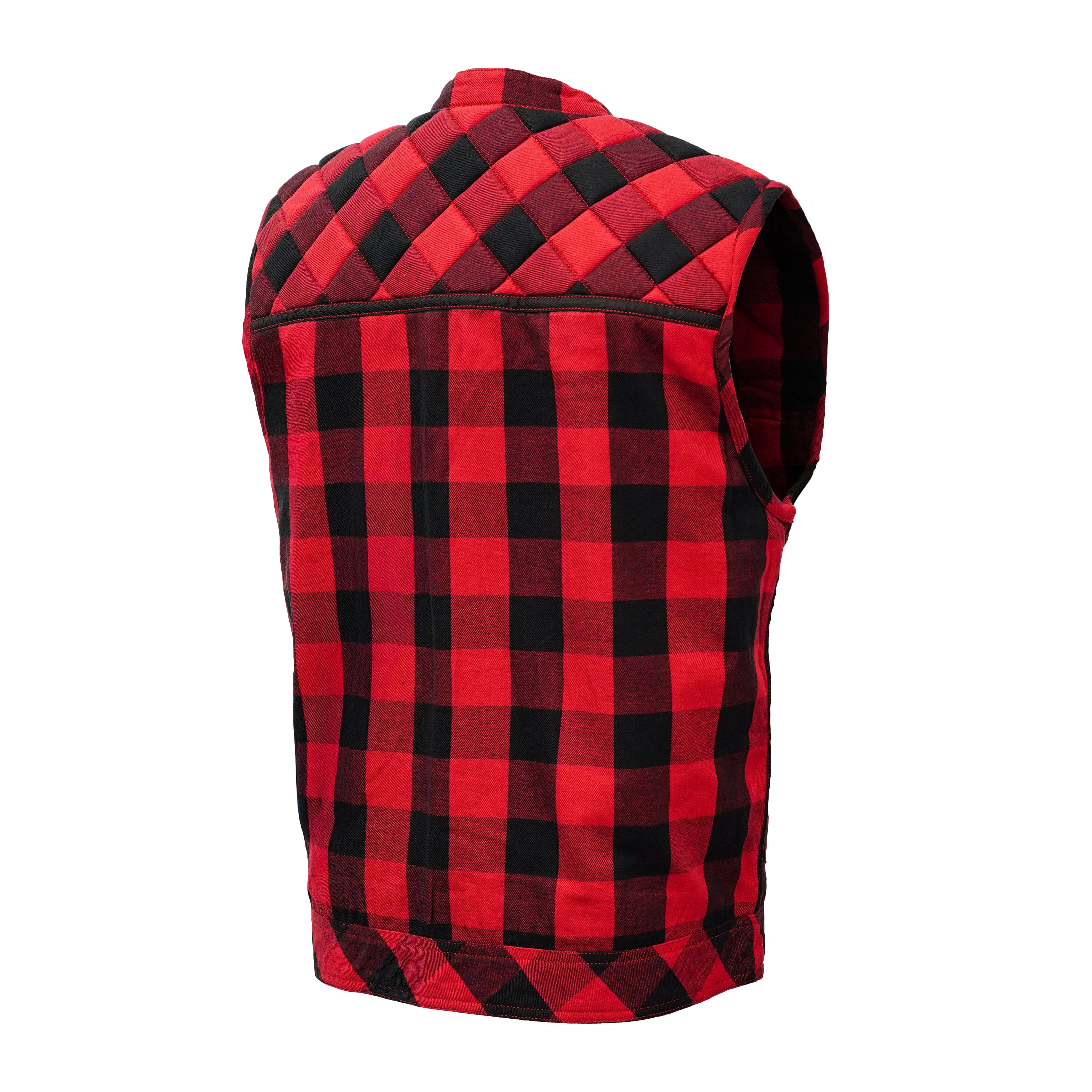 Red Blaze Black and Red Flannel Textile Vest