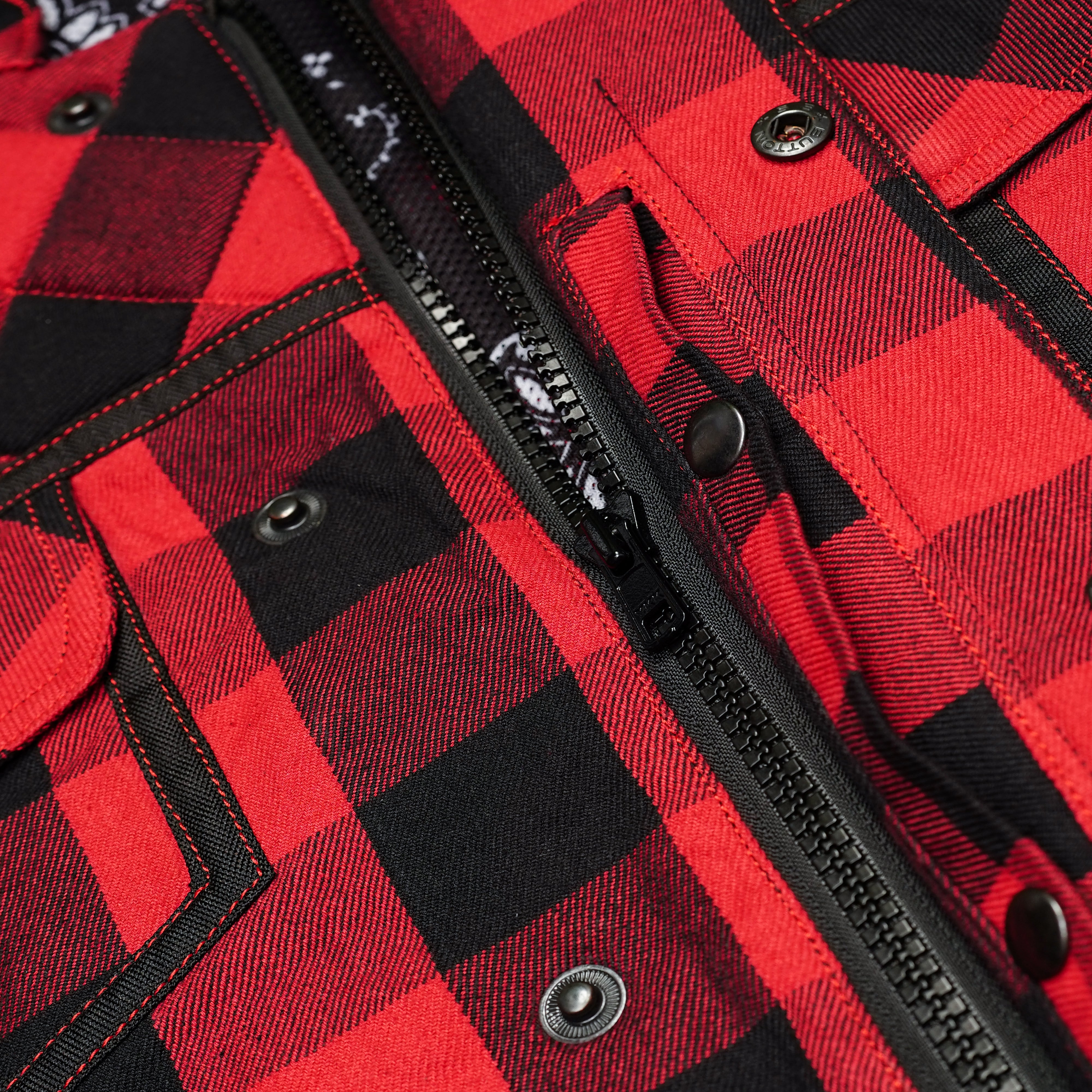 Red Blaze Black and Red Flannel Textile Vest