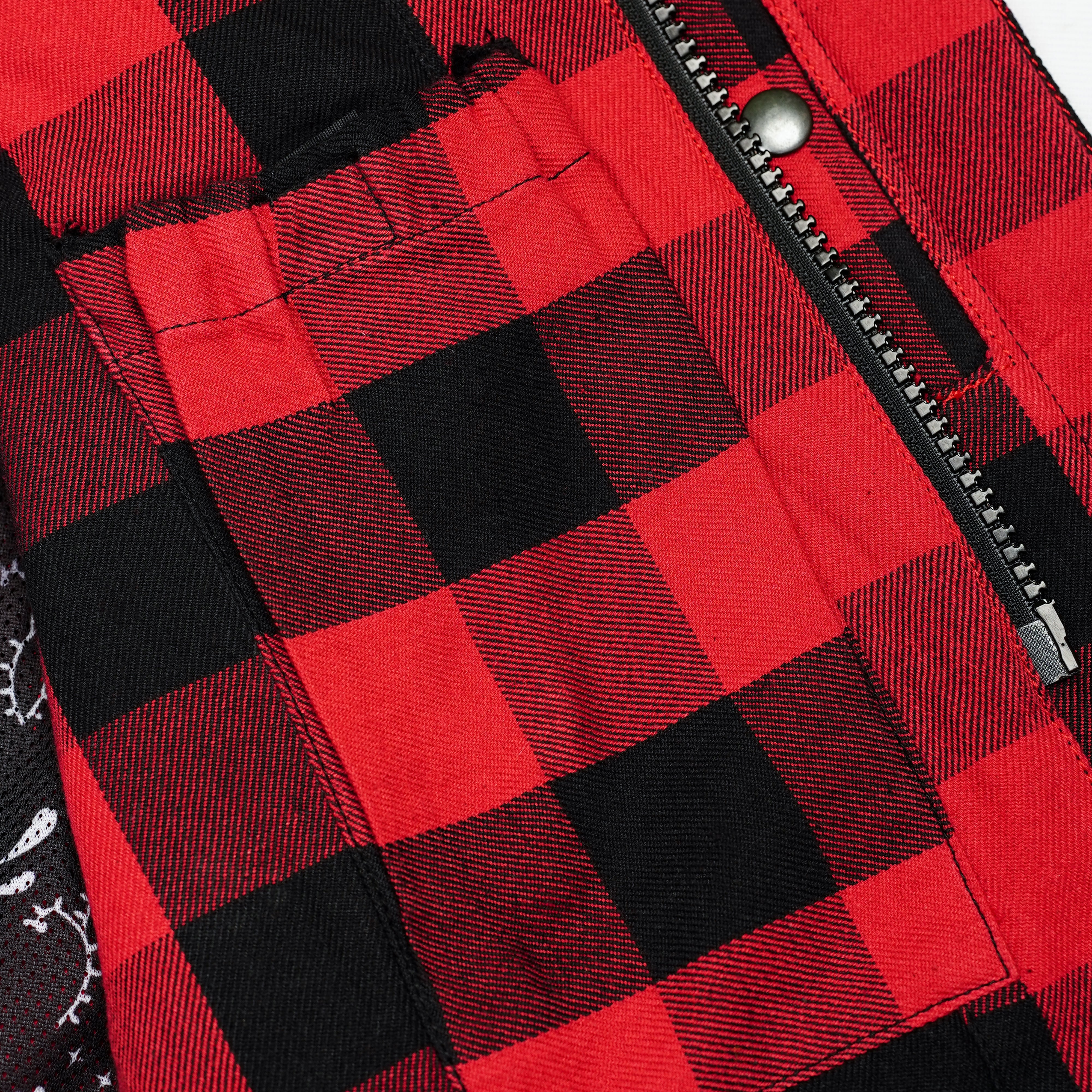 Red Blaze Black and Red Flannel Textile Vest