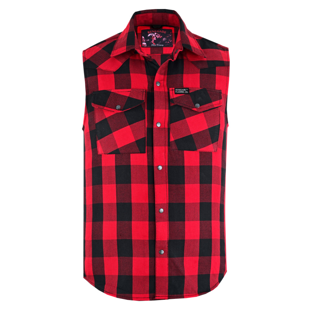 Men’s Red and Black Sleeveless Flannel LVAD Gear Flannel