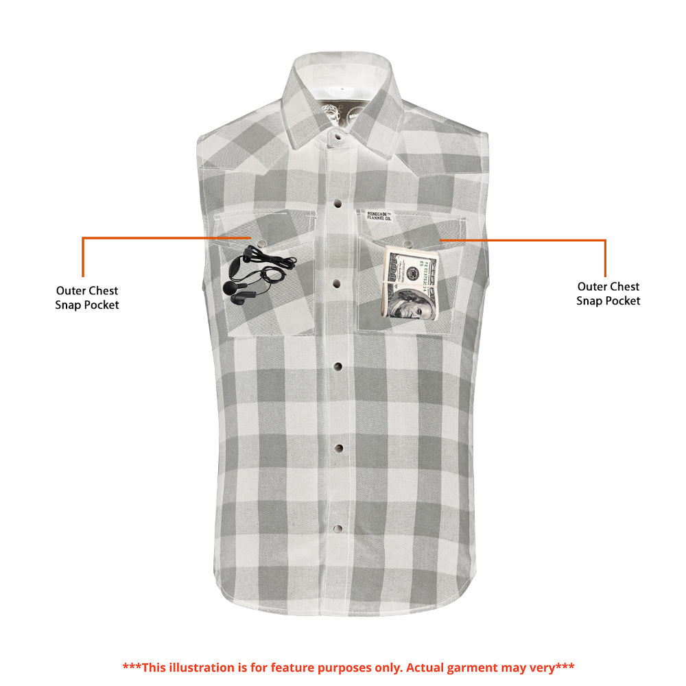 Men’s Red and Black Sleeveless Flannel LVAD Gear Flannel