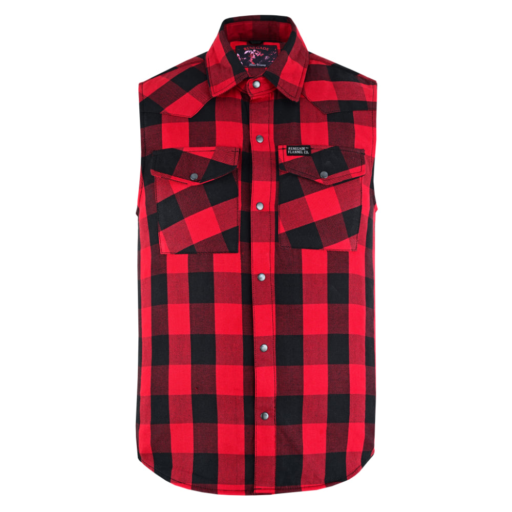 Men’s Red and Black Sleeveless Flannel LVAD Gear Flannel