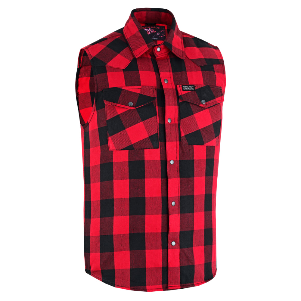 Men’s Red and Black Sleeveless Flannel LVAD Gear Flannel