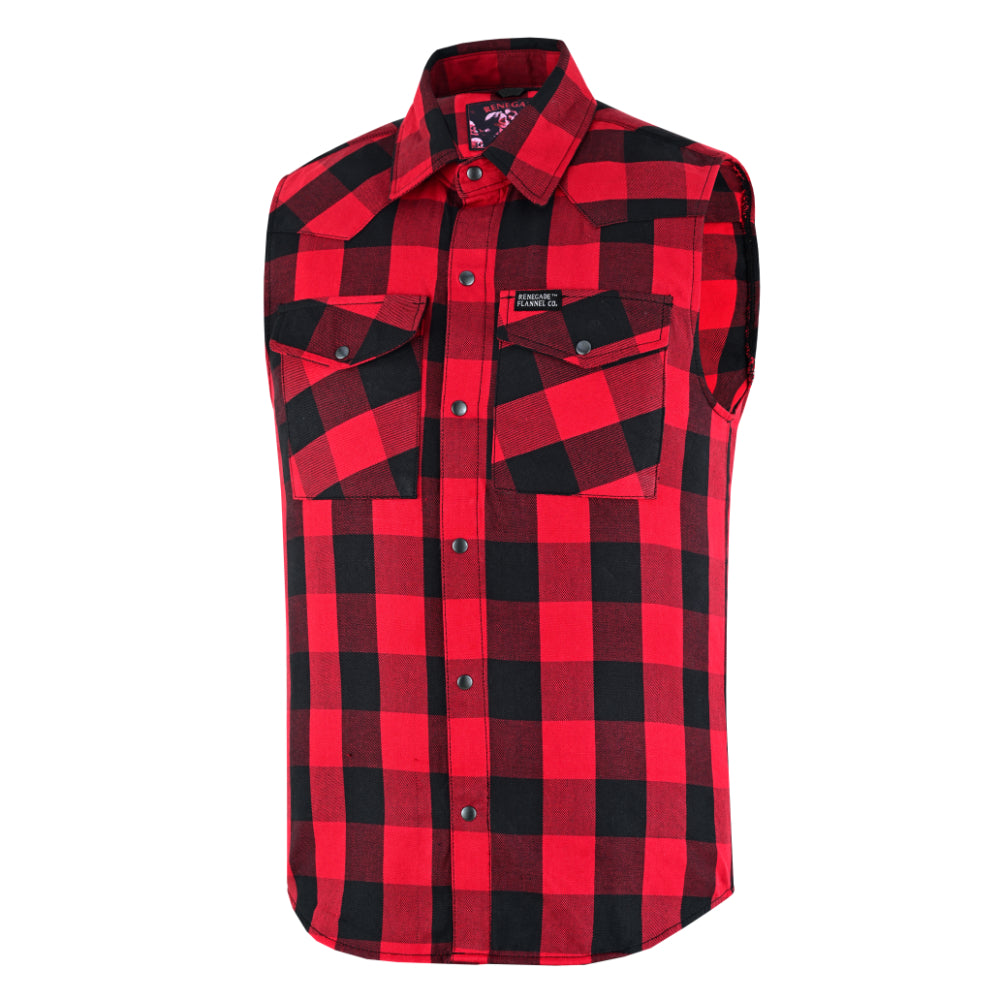 Men’s Red and Black Sleeveless Flannel LVAD Gear Flannel