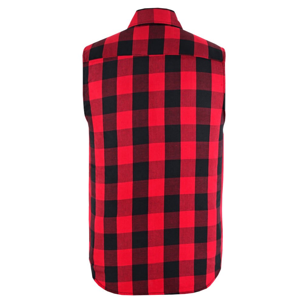 Men’s Red and Black Sleeveless Flannel LVAD Gear Flannel