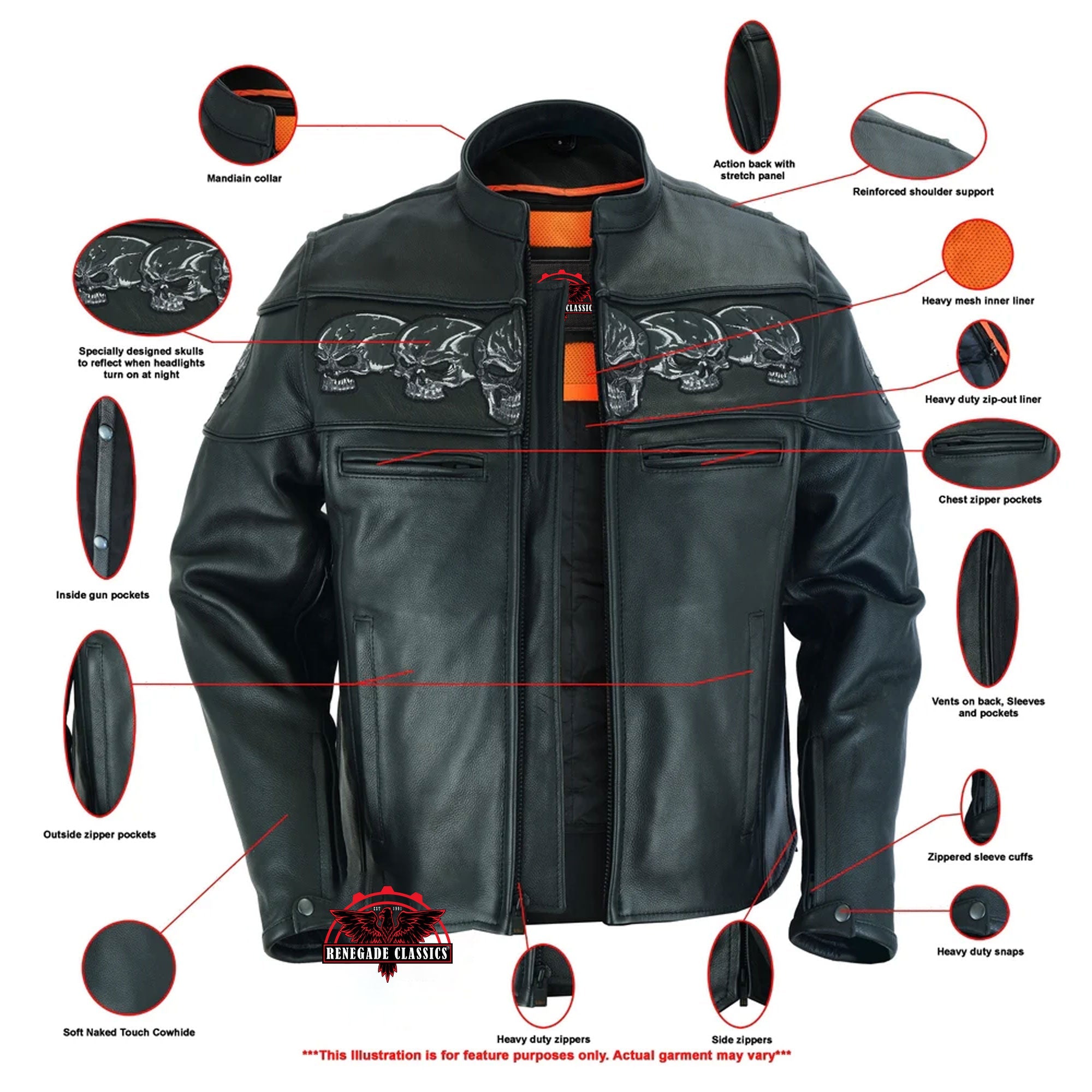 RC700 Men's Scooter Jacket w/Reflective Skulls