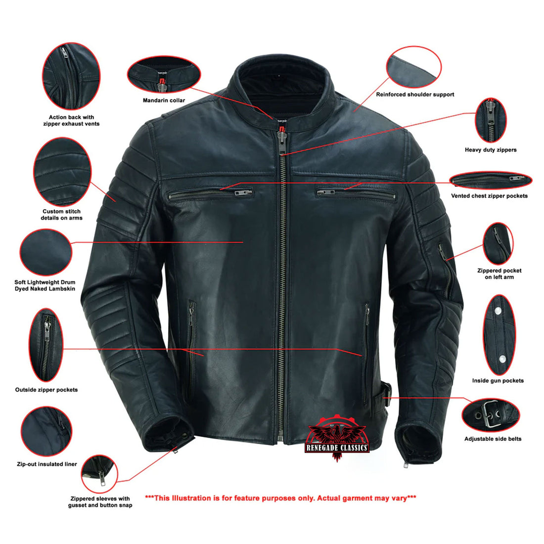 RC757 Men's Lightweight Drum Dyed Naked Lambskin Crossover Scooter Ja