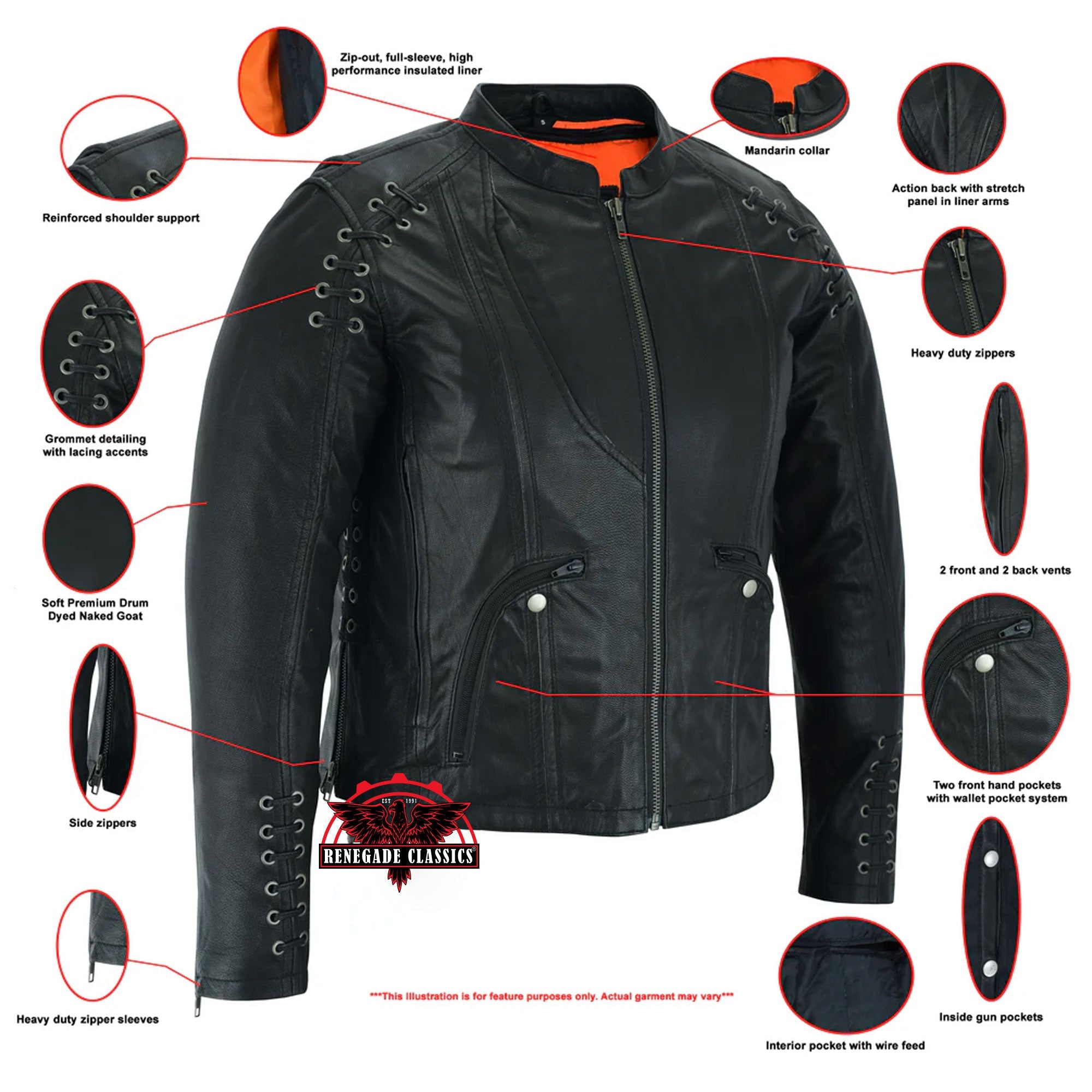 RC885 Women's Stylish Jacket with Grommet and Lacing Accents