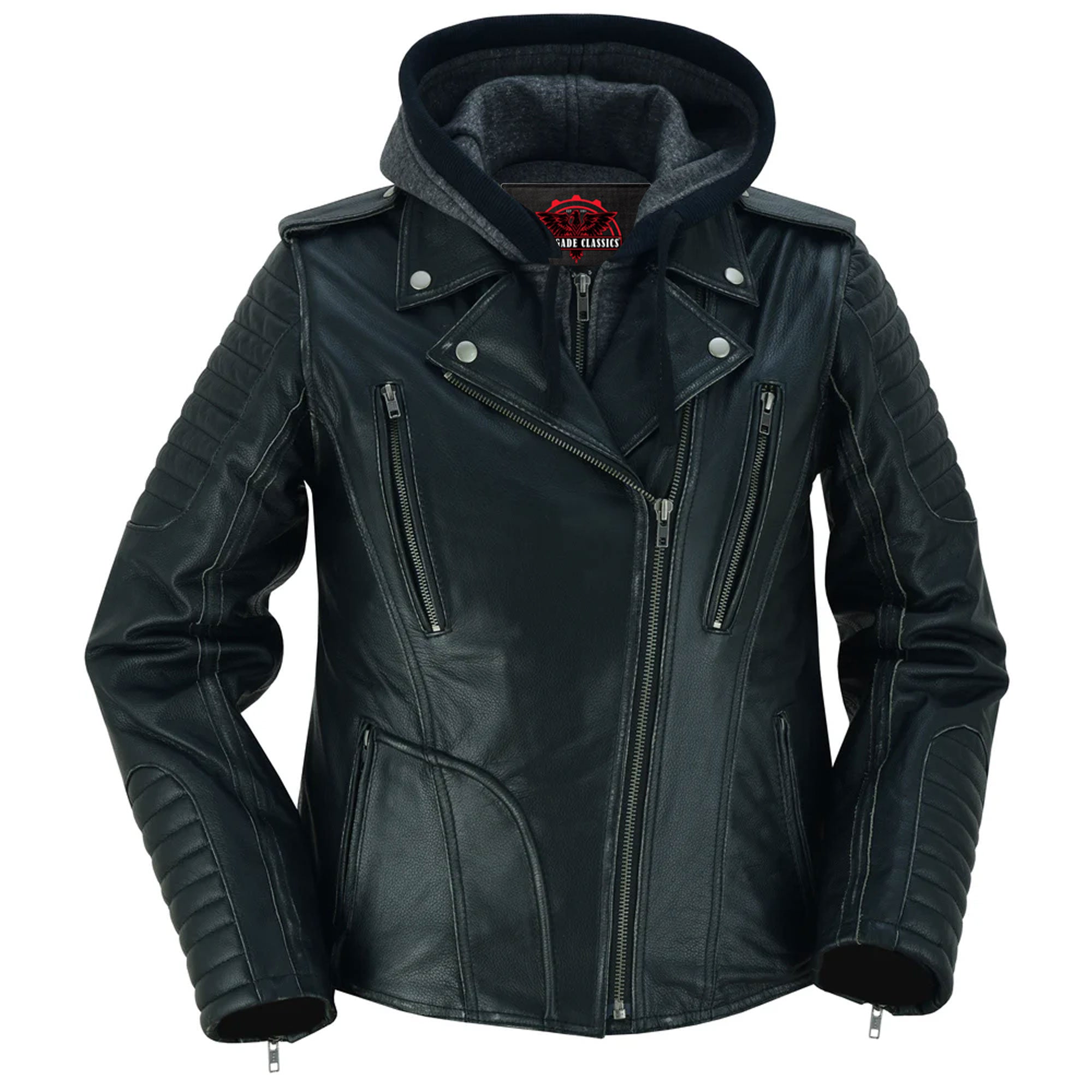 RC877 Women's M/C Jacket with Rub-Off Finish