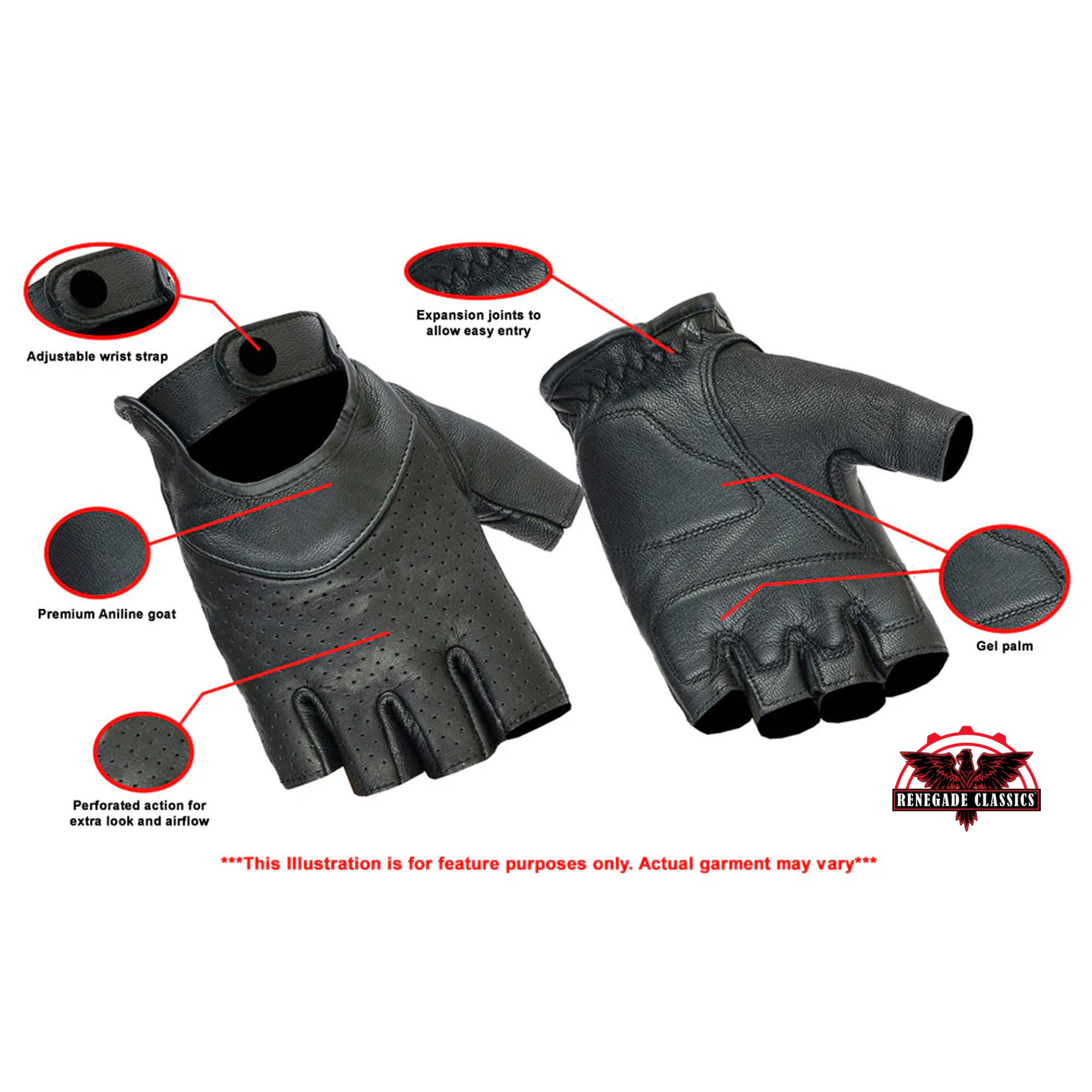 RC8    Women's Perforated Fingerless Glove