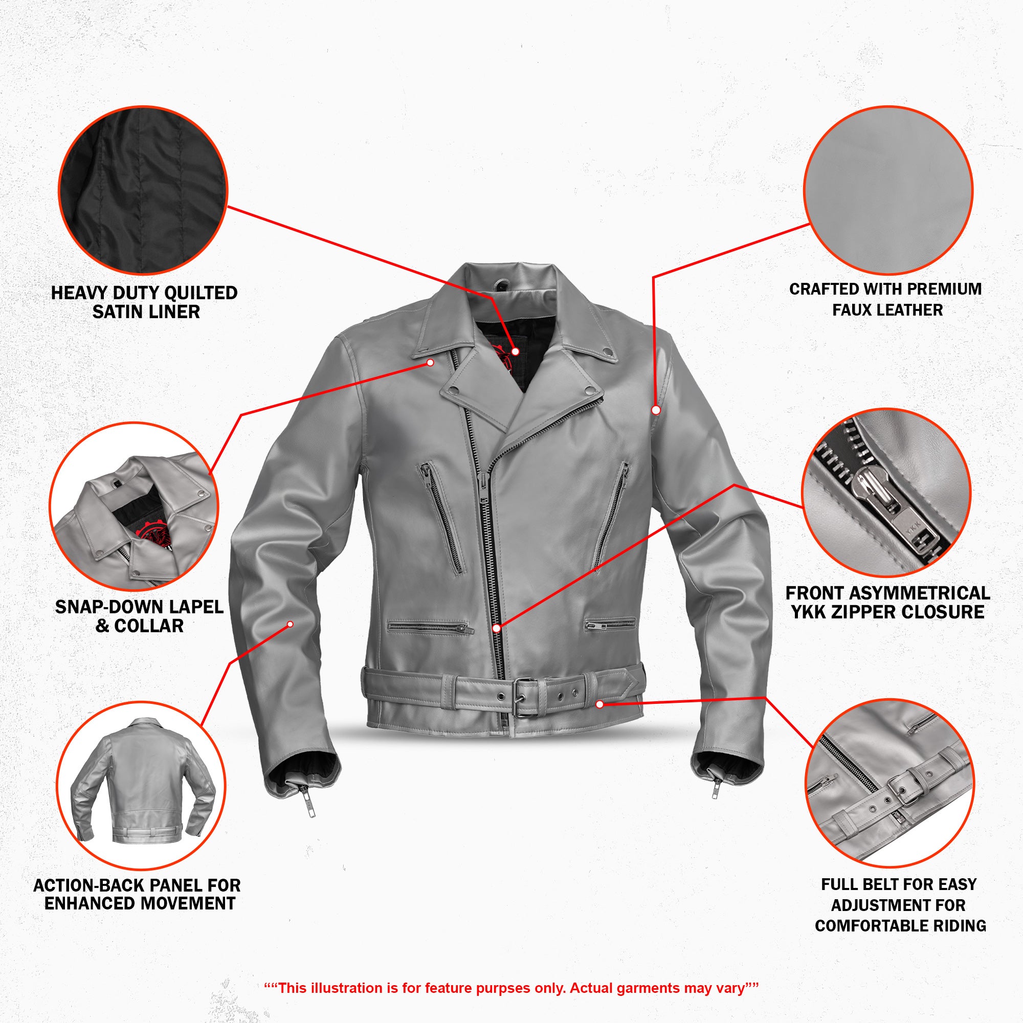 Sinister – Men’s Faux Leather Motorcycle Jacket