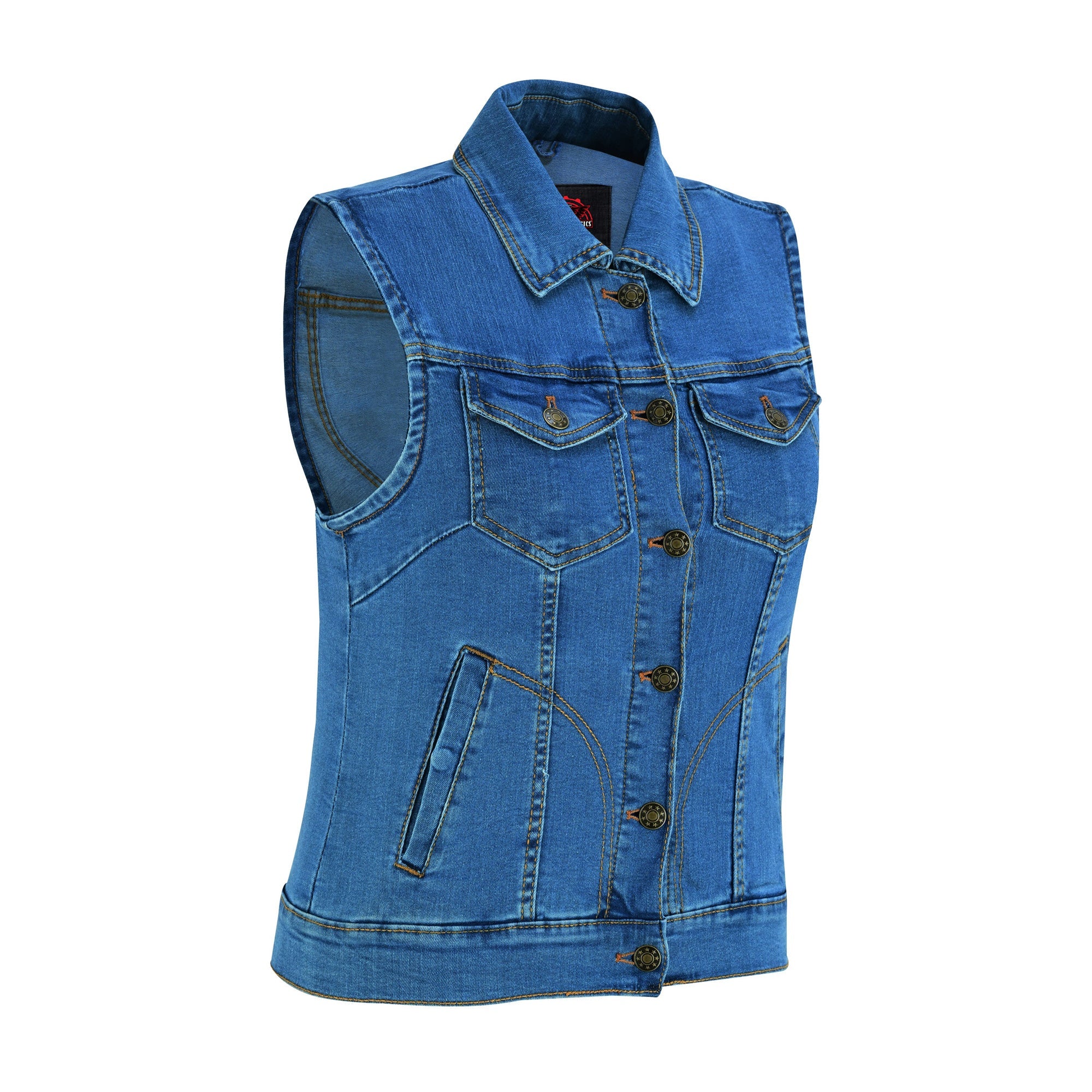RM943  Women's Blue Denim Snap Front Vest