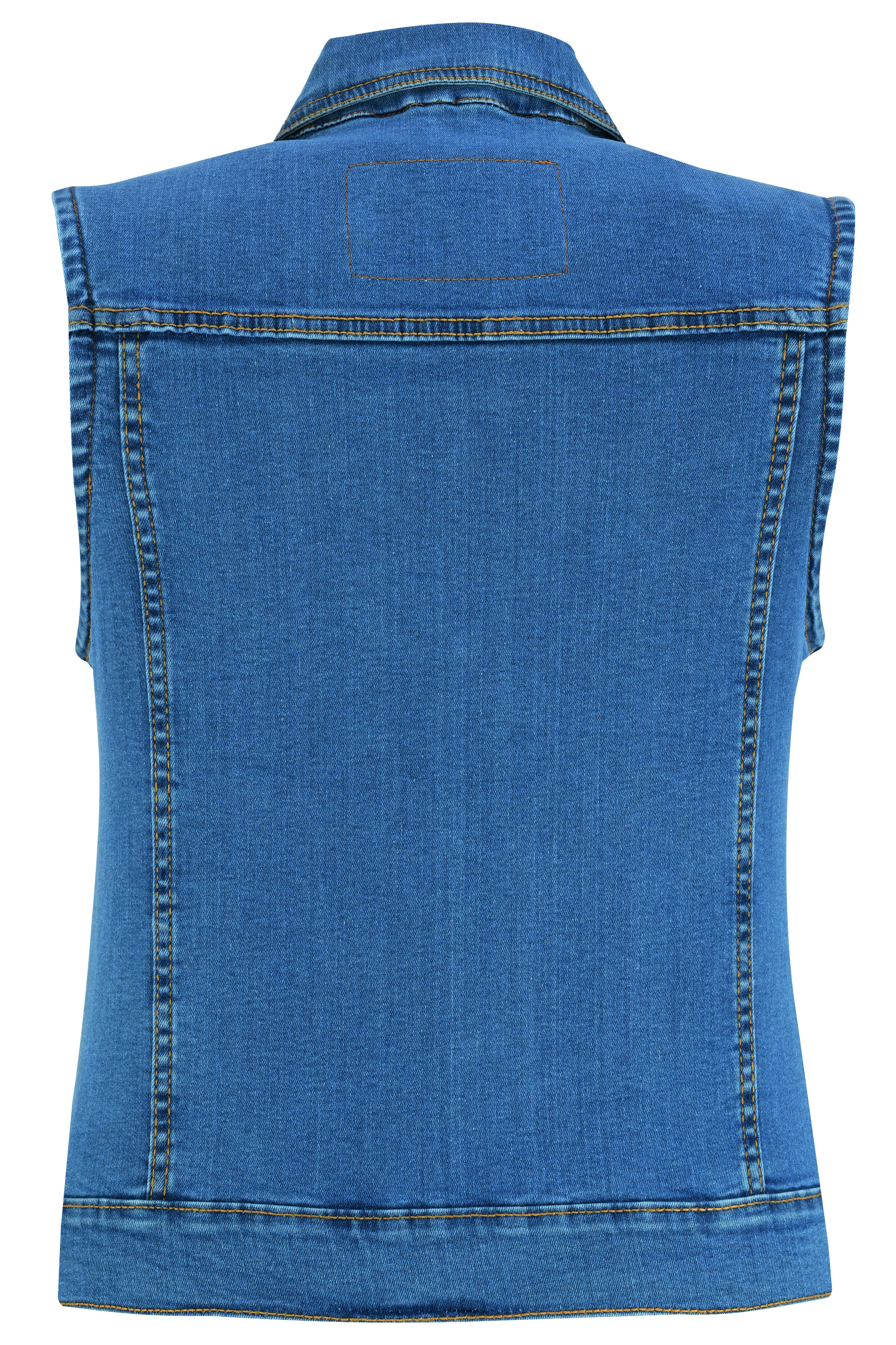 RM943  Women's Blue Denim Snap Front Vest