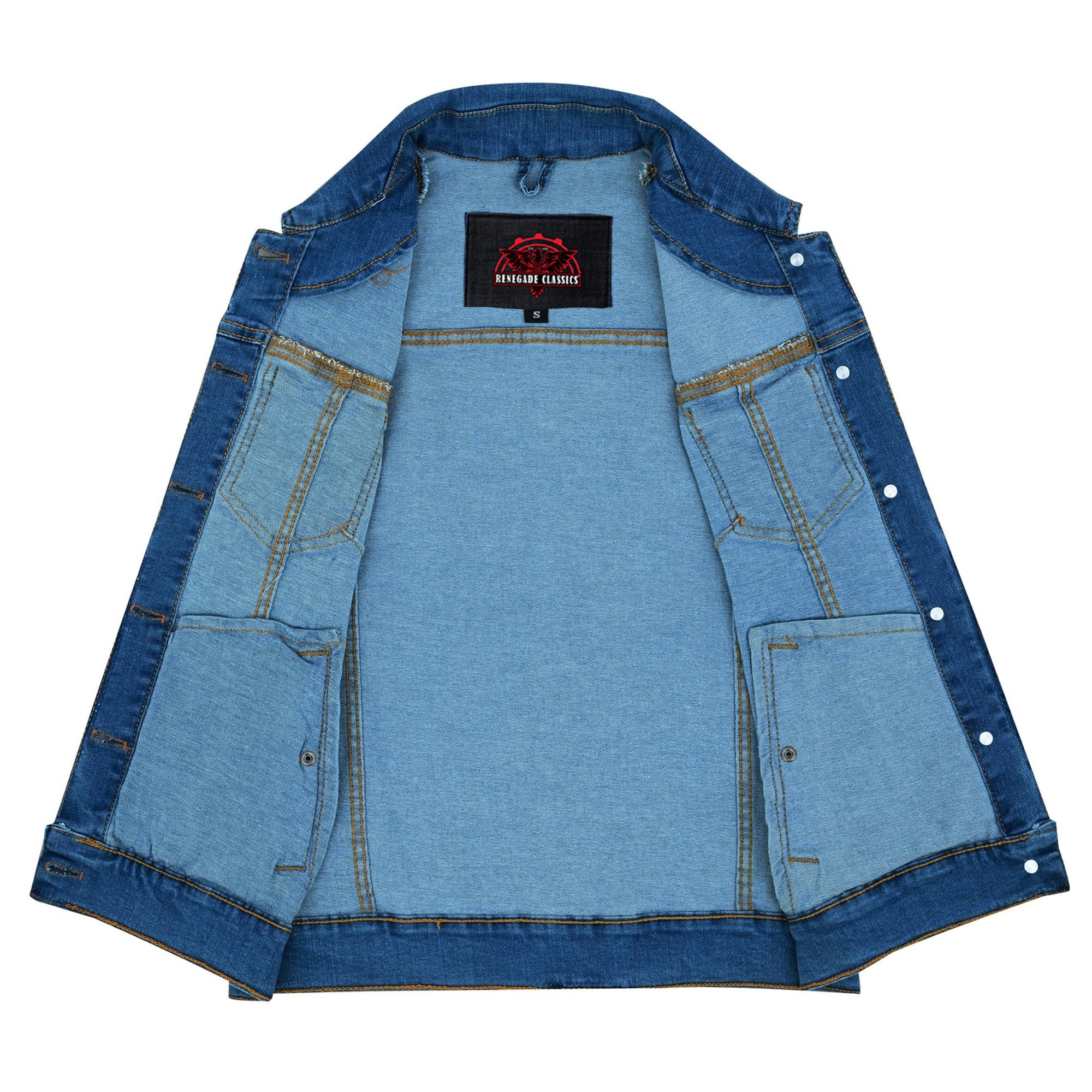 RM943  Women's Blue Denim Snap Front Vest
